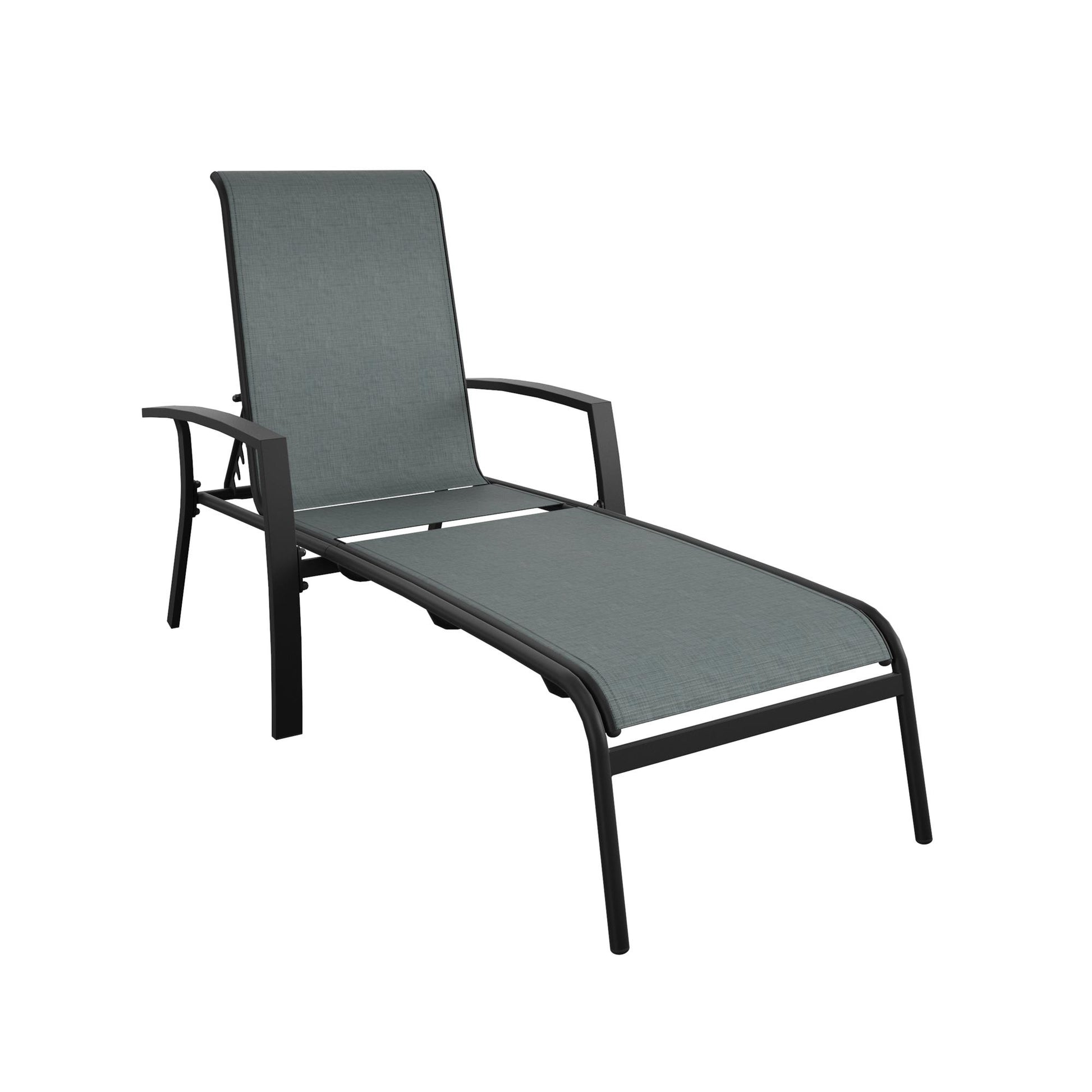 Outdoor Adjustable Aluminum Chaise Lounge Patio Furniture, Set of 2 - Black - 2-Pack