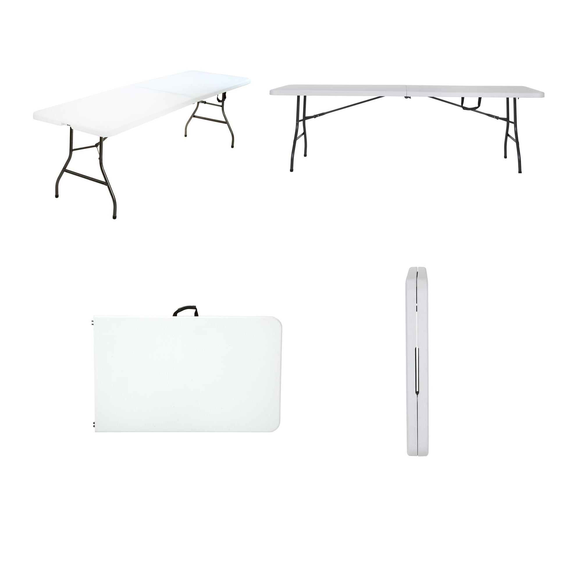 8 ft Fold-in-Half Banquet Folding Table with Handle - White - 8’ FIH