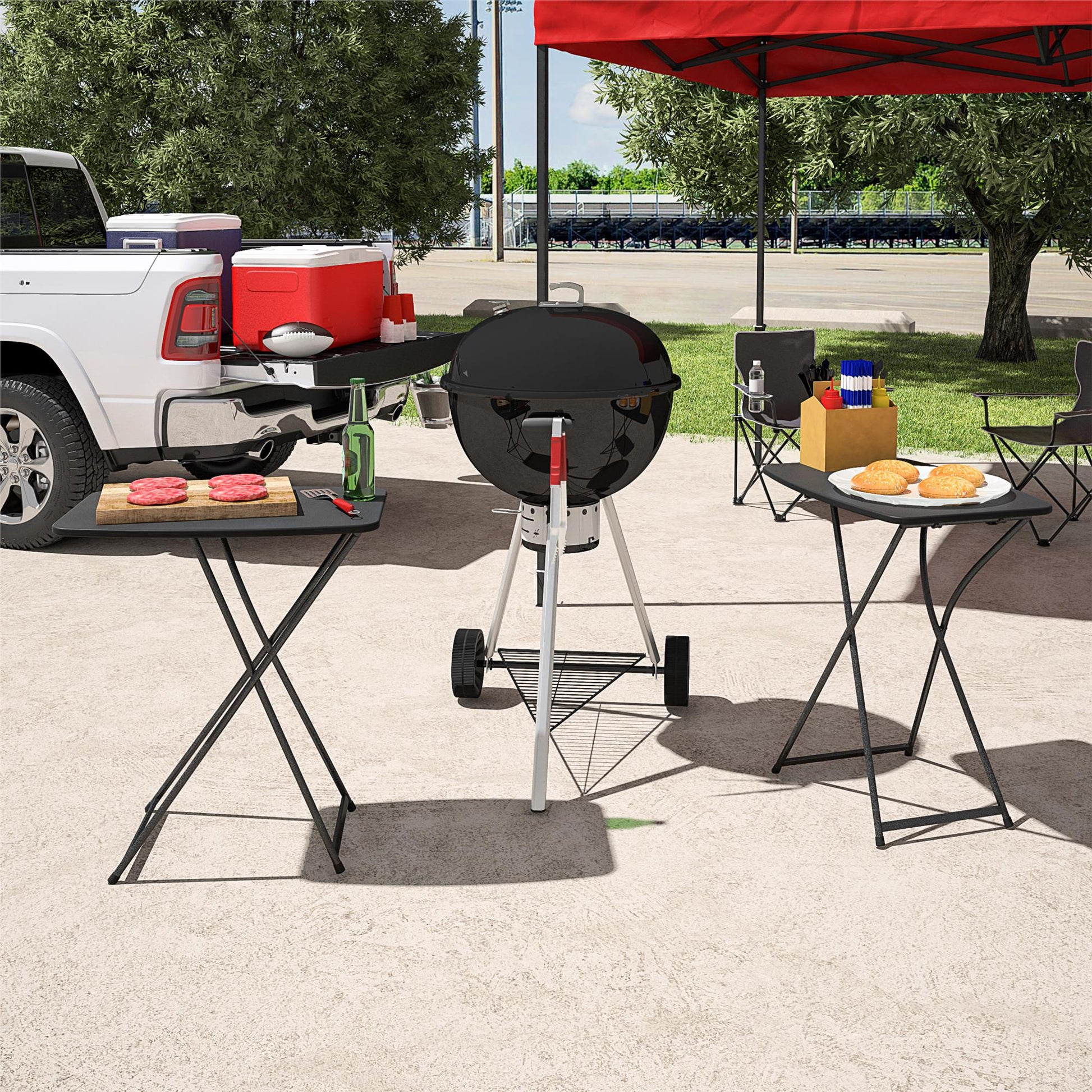 Multi-Functional, Adjustable, Personal Folding Activity Table - Black - 2-Pack