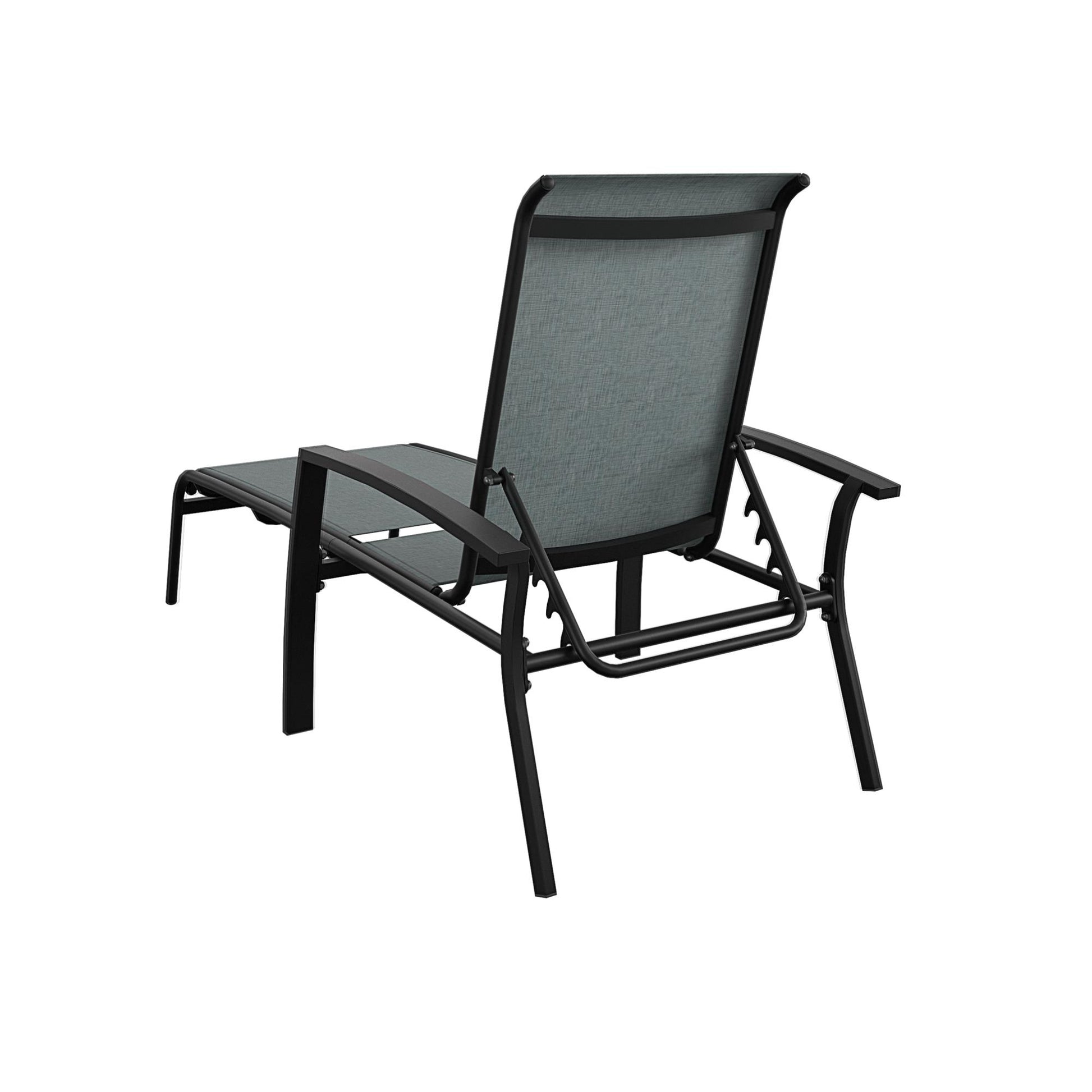Outdoor Adjustable Aluminum Chaise Lounge Patio Furniture, Set of 2 - Black - 2-Pack