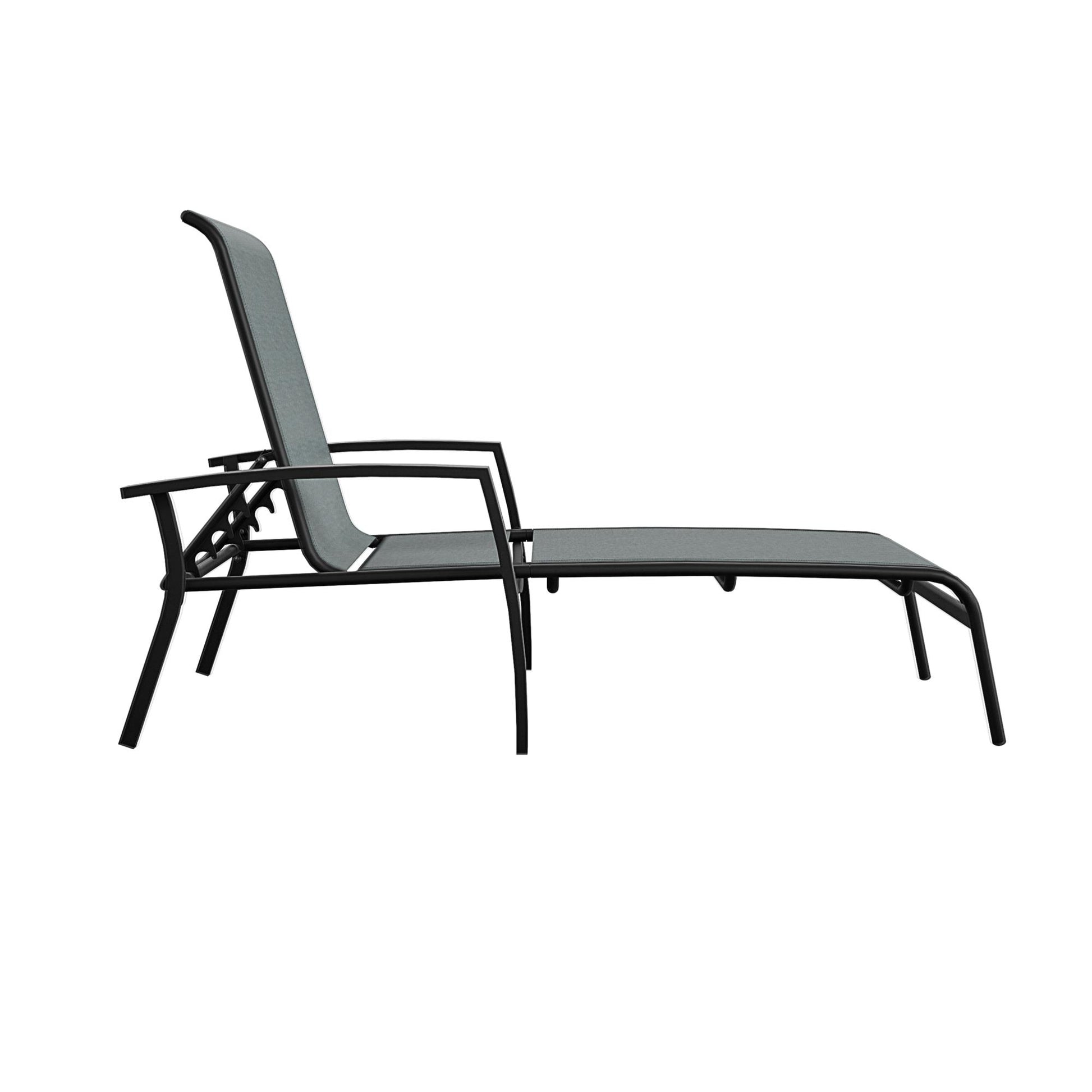 Outdoor Adjustable Aluminum Chaise Lounge Patio Furniture, Set of 2 - Black - 2-Pack