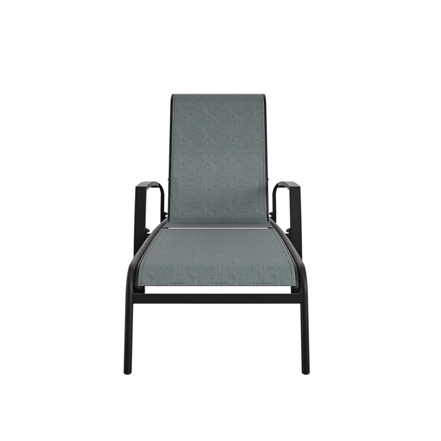 Outdoor Adjustable Aluminum Chaise Lounge Patio Furniture, Set of 2 - Black - 2-Pack