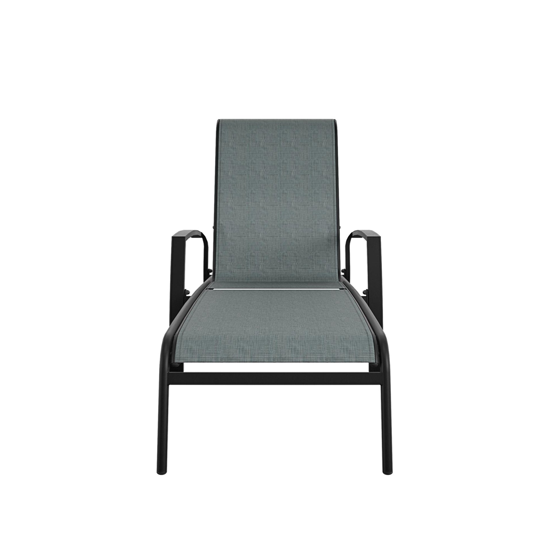 Outdoor Adjustable Aluminum Chaise Lounge Patio Furniture, Set of 2 - Black - 2-Pack