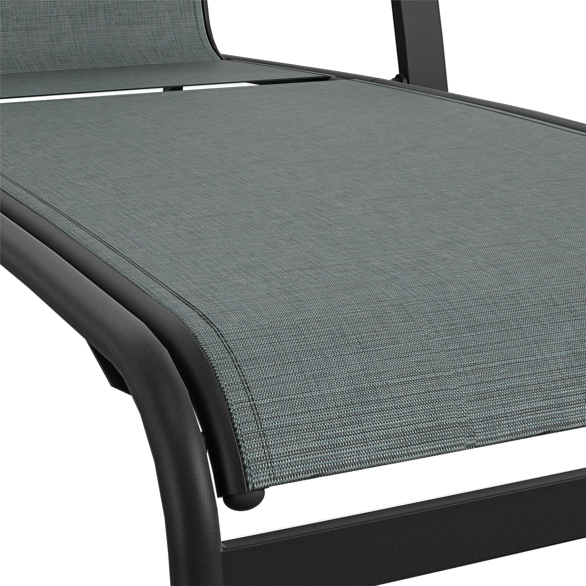 Outdoor Adjustable Aluminum Chaise Lounge Patio Furniture, Set of 2 - Black - 2-Pack