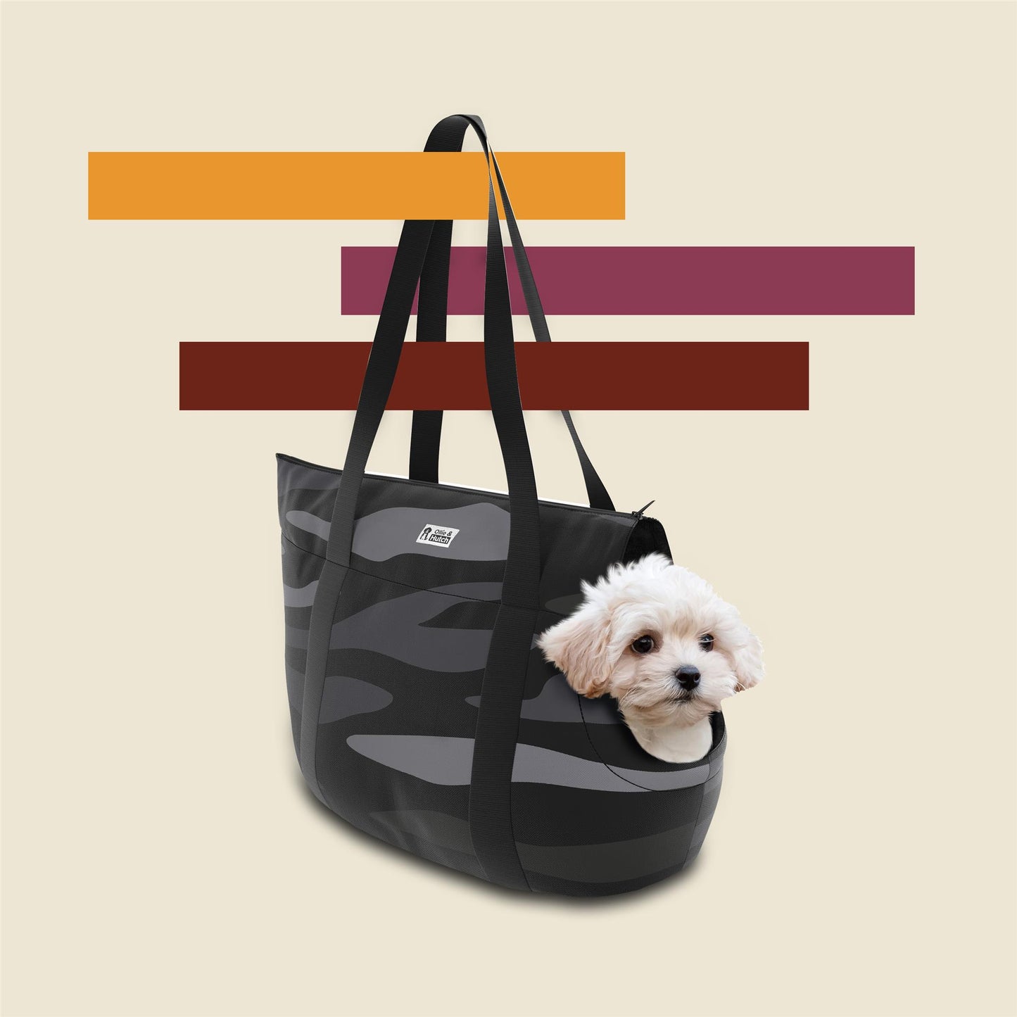 Kaya Pet Carrier Bag with Shoulder Straps - Black Camouflage
