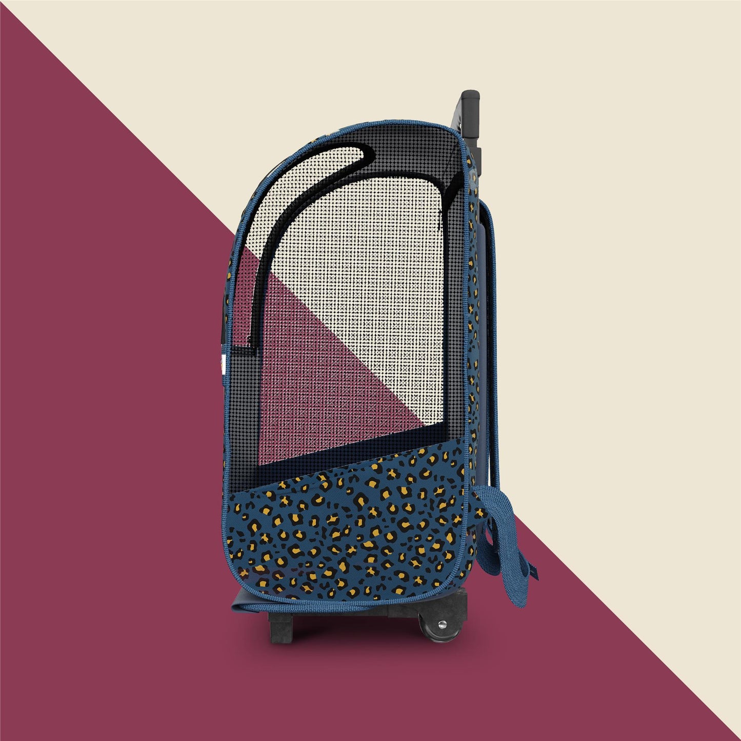 Kaya Pet Carrier Trolley with Pull Up Handle - Blue Cheetah