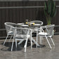 CosmoLiving by Cosmopolitan, Circi Collection, Dining Table with Glass Top, Black and White - White