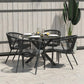 CosmoLiving by Cosmopolitan, Circi Collection, Dining Table with Glass Top, Black and Charcoal - Charcoal