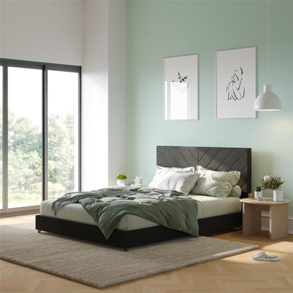 Paxson Upholstered Bed with USB Port and Wood Slats - Gray - Full