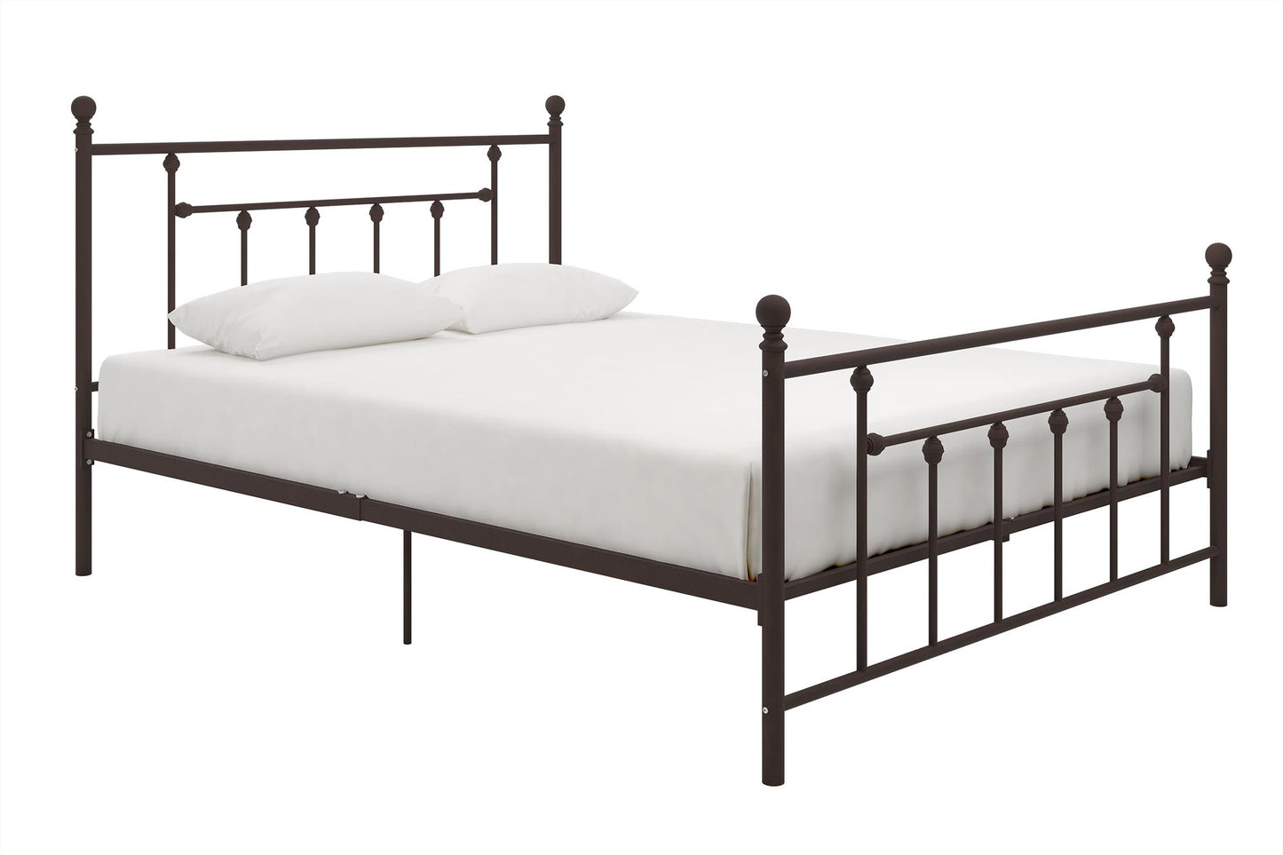 Manila White Metal Bed with Sturdy Metal Frame and Slats - Bronze - Queen