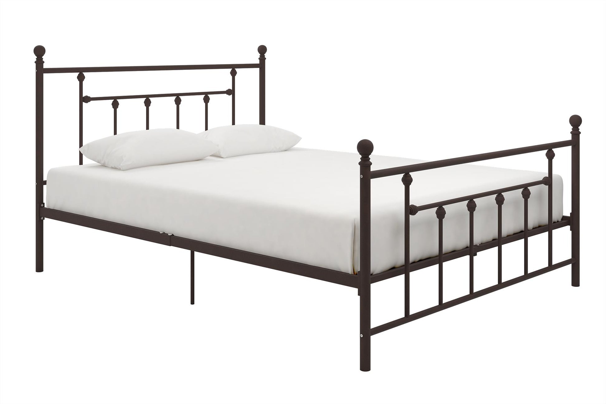 Manila White Metal Bed with Sturdy Metal Frame and Slats - Bronze - Queen