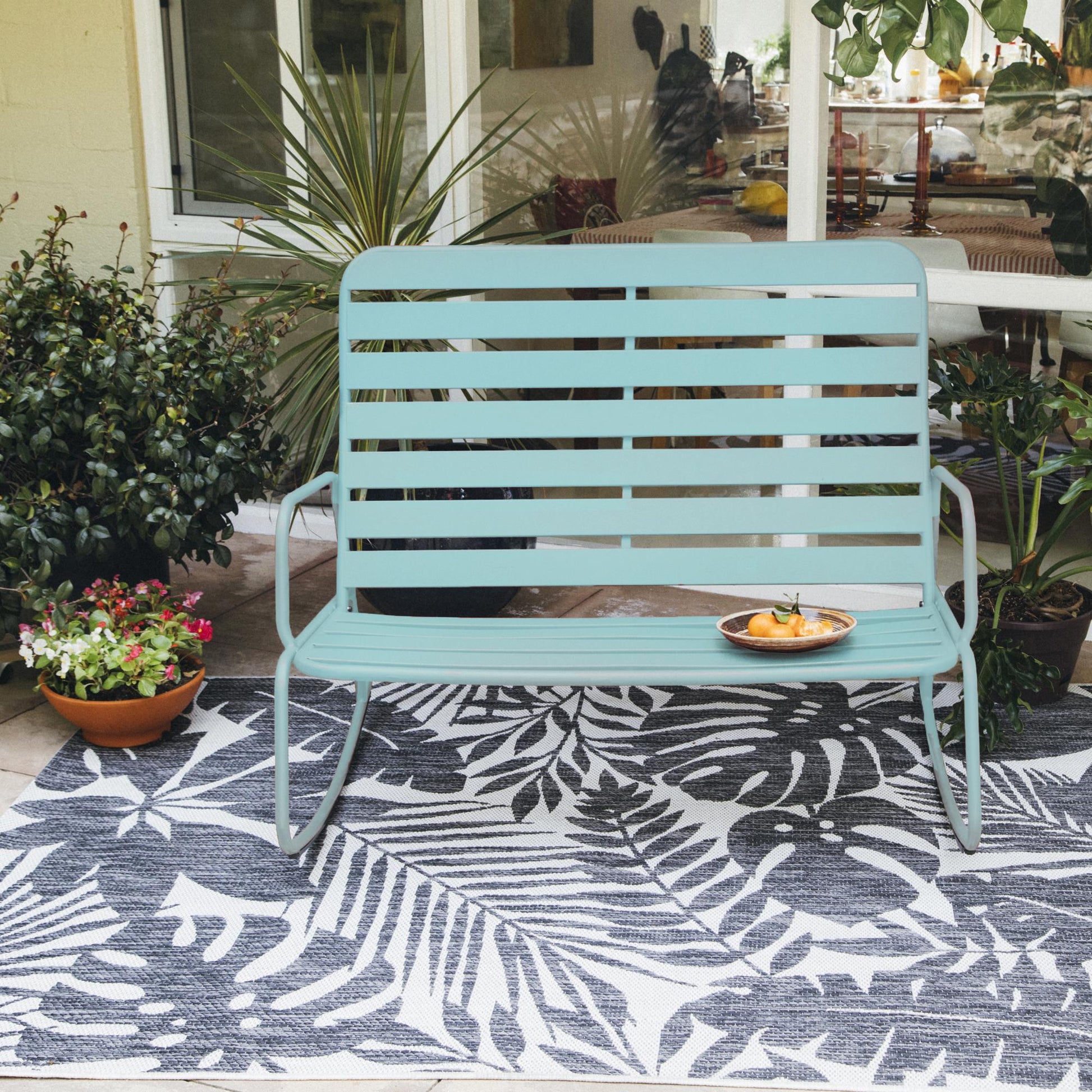 Poolside Gossip Roberta Outdoor/Indoor Rocker Loveseat - Aqua Haze - 1-Pack