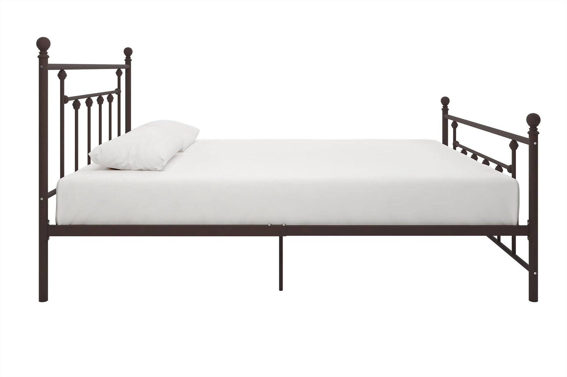 Manila White Metal Bed with Sturdy Metal Frame and Slats - Bronze - Queen