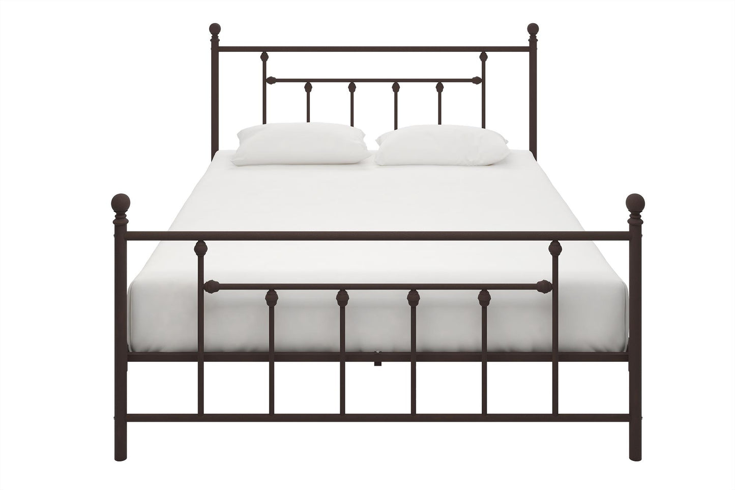 Manila White Metal Bed with Sturdy Metal Frame and Slats - Bronze - Queen