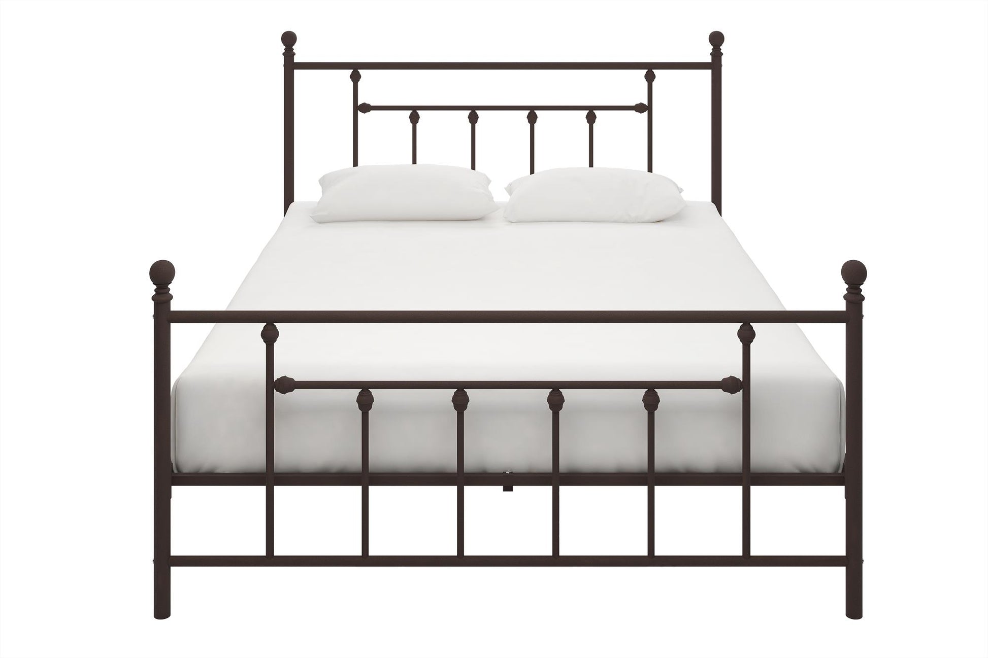 Manila White Metal Bed with Sturdy Metal Frame and Slats - Bronze - Queen