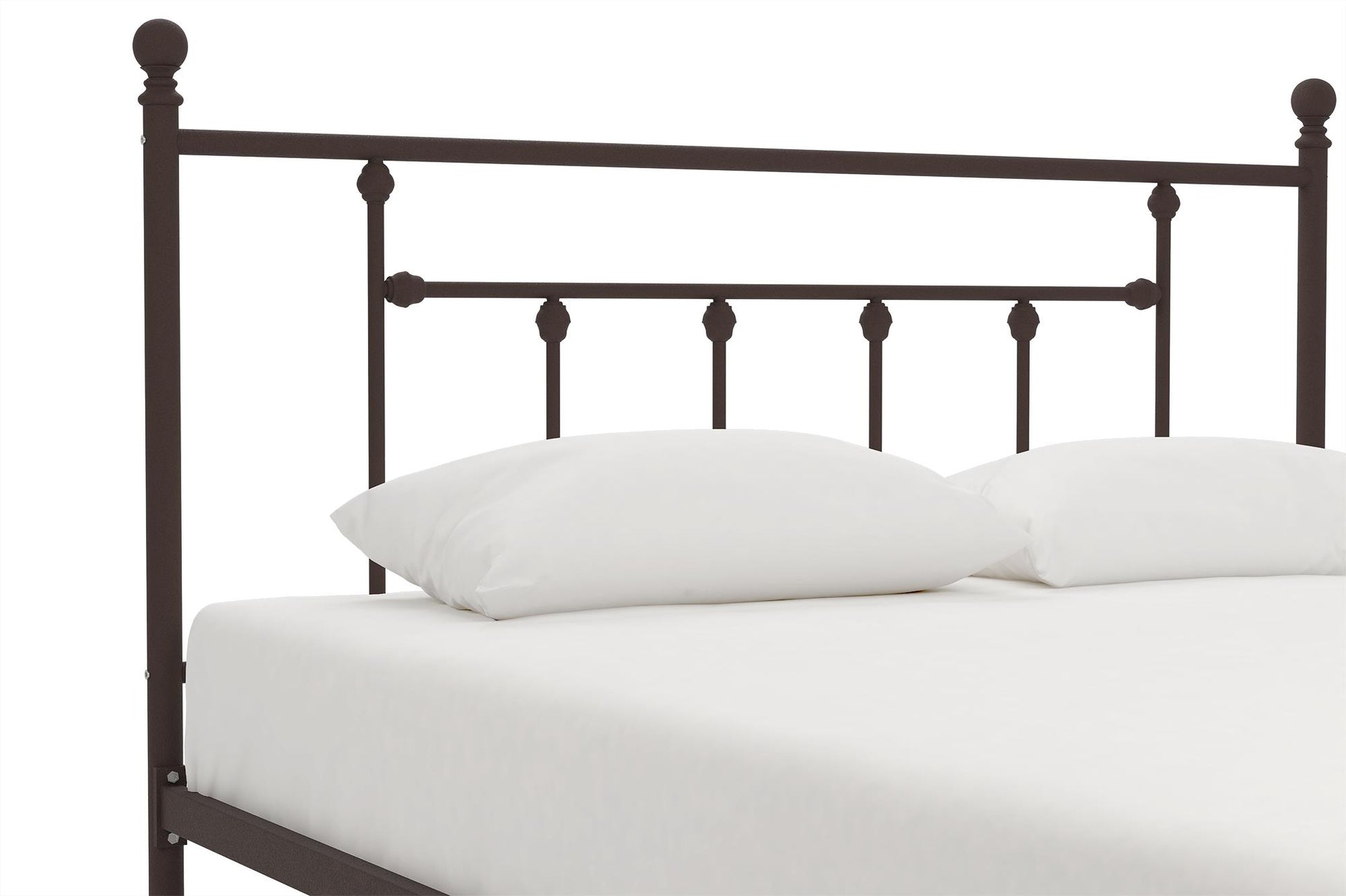 Manila White Metal Bed with Sturdy Metal Frame and Slats - Bronze - Queen