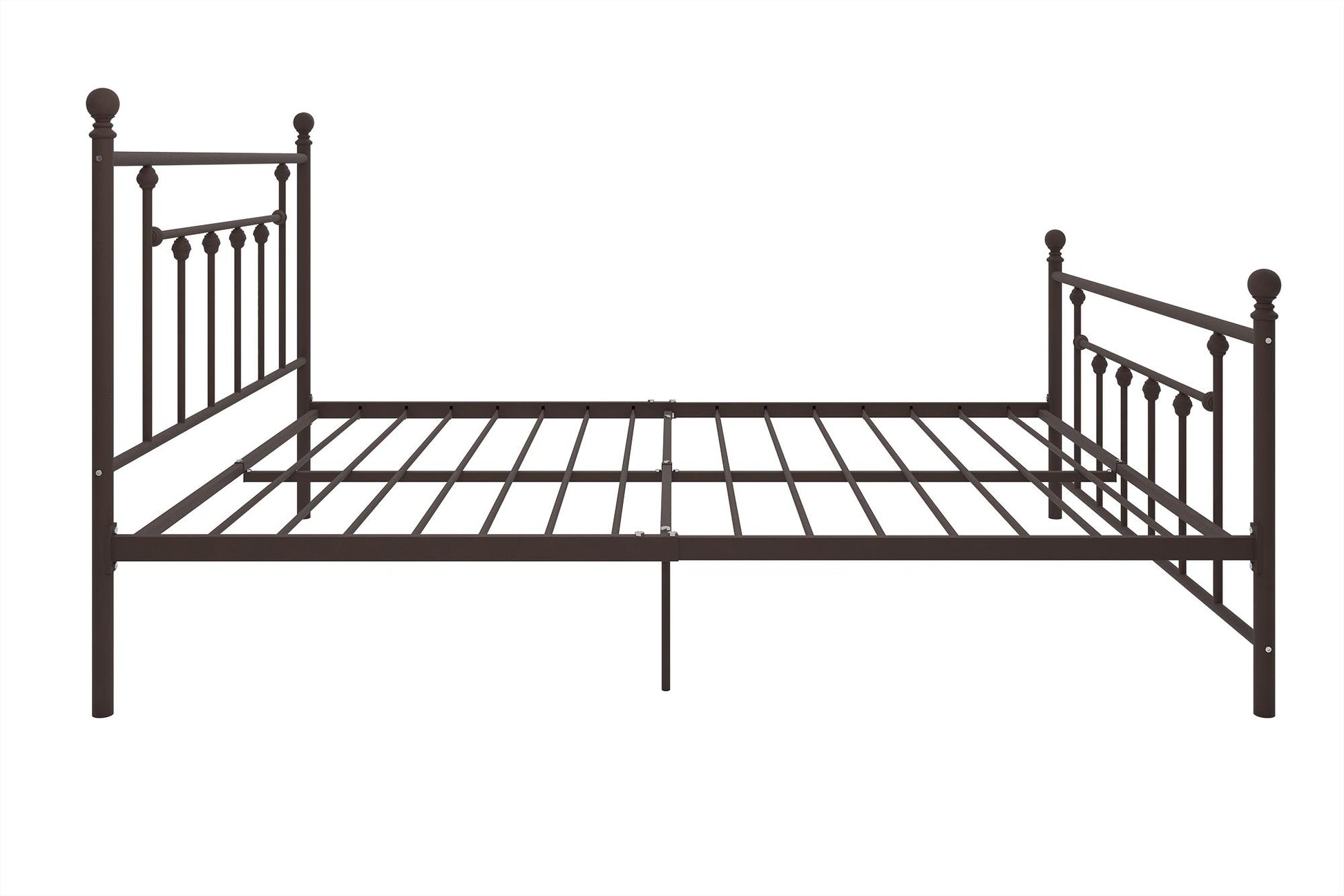Manila White Metal Bed with Sturdy Metal Frame and Slats - Bronze - Queen
