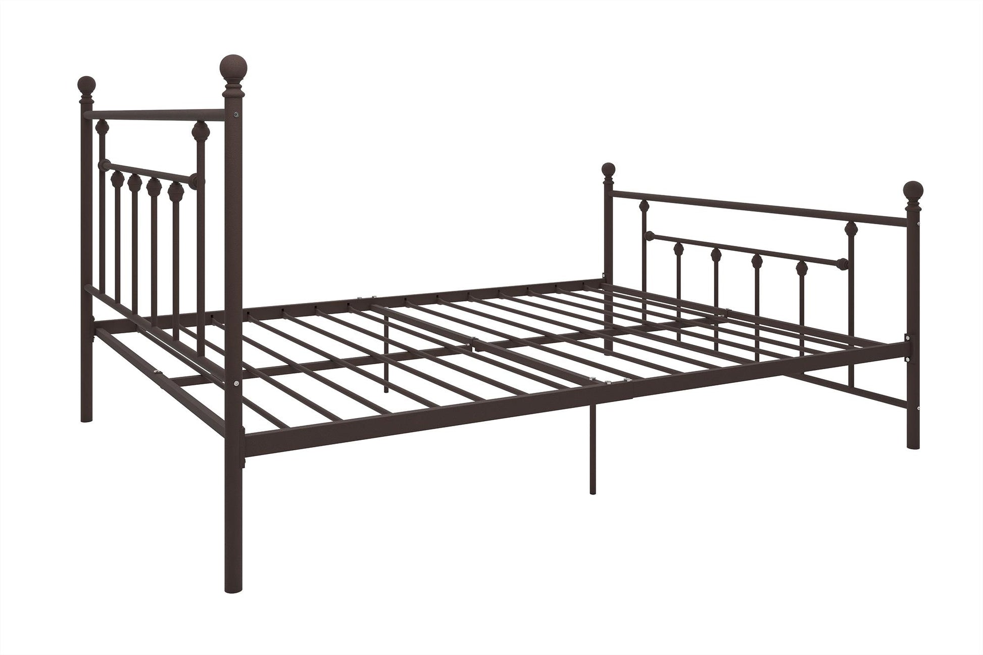 Manila White Metal Bed with Sturdy Metal Frame and Slats - Bronze - Queen