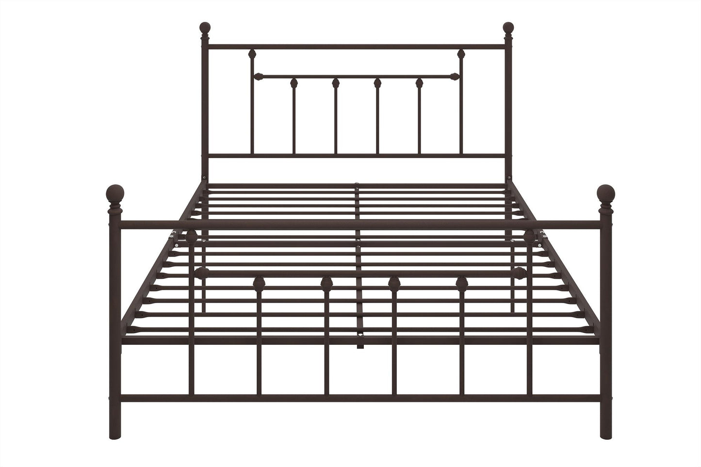 Manila White Metal Bed with Sturdy Metal Frame and Slats - Bronze - Queen