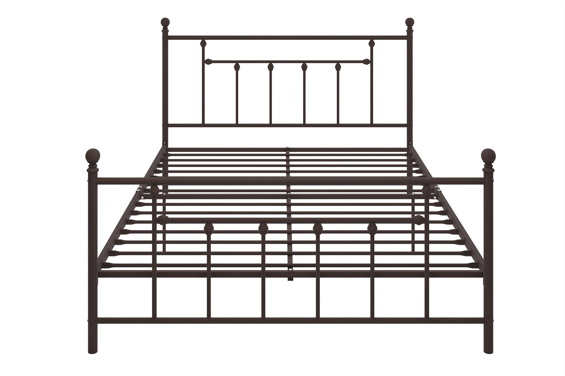 Manila White Metal Bed with Sturdy Metal Frame and Slats - Bronze - Queen