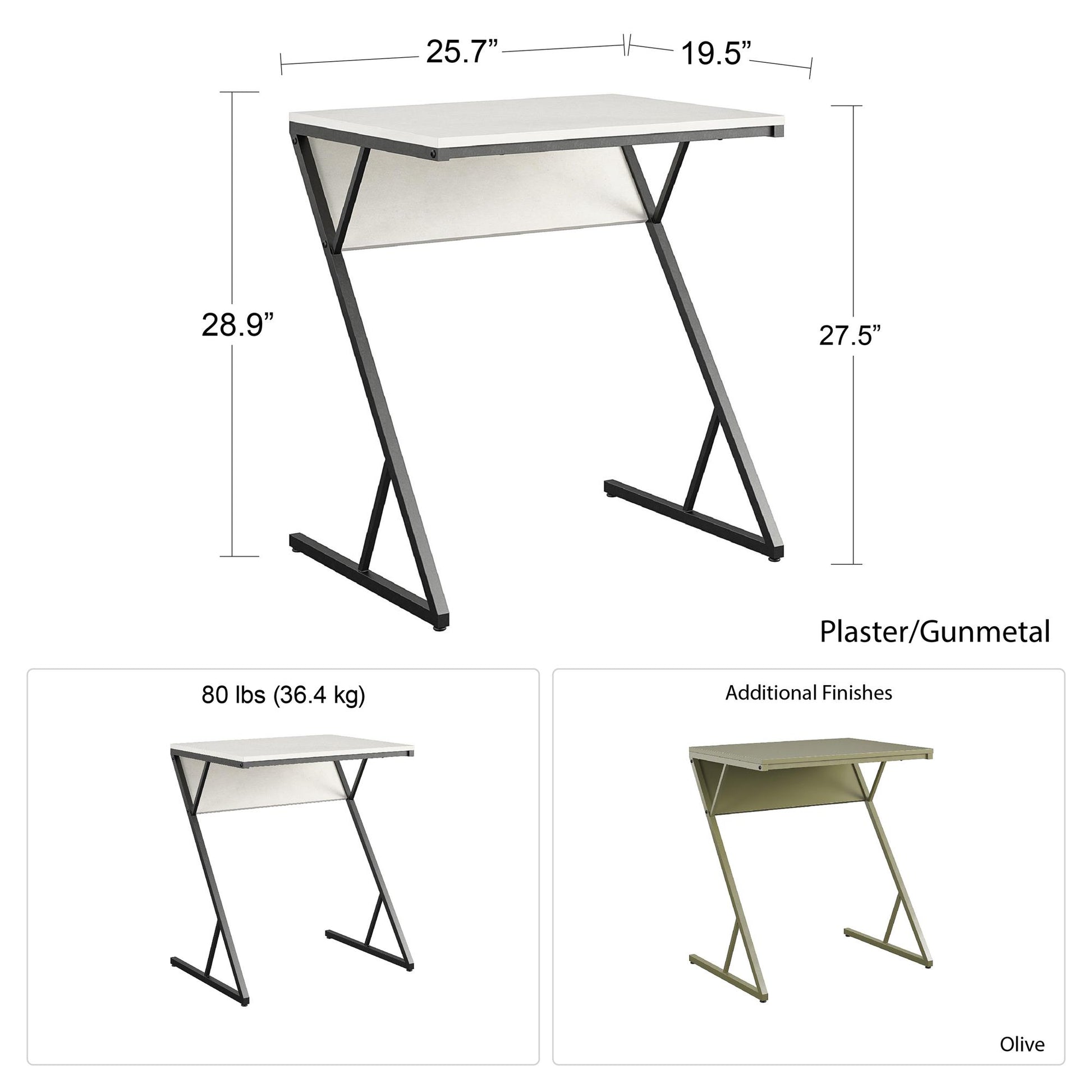 Regal Accent Table/Laptop Desk, Plaster/Gunmetal - Plaster