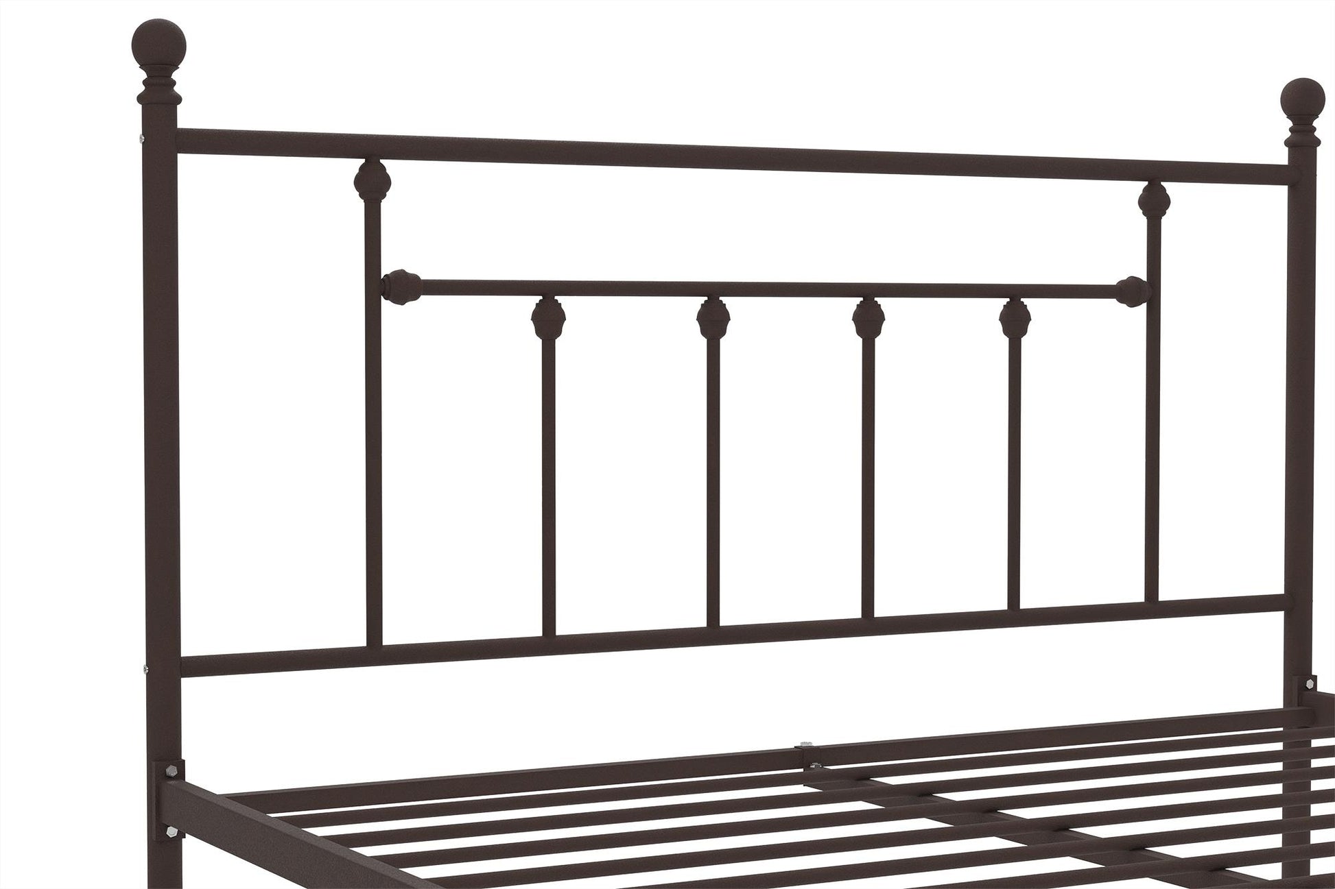 Manila White Metal Bed with Sturdy Metal Frame and Slats - Bronze - Queen