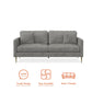 Highland 72 Inch Velvet Sofa with Matching Pillows - Gray