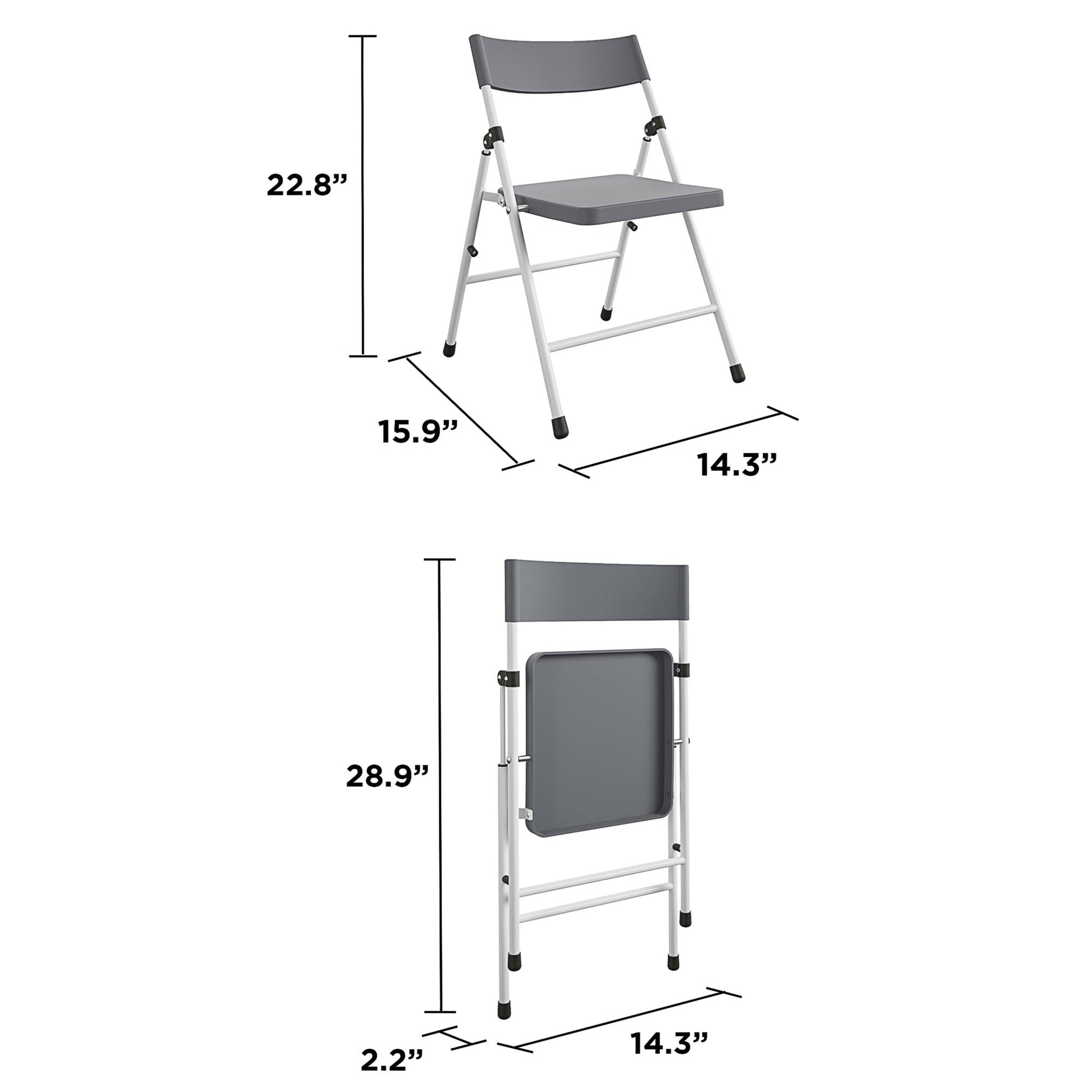 Kid's Plastic Pinch-Free Folding Chair, Set of 4 - Cool Gray - 4-Pack