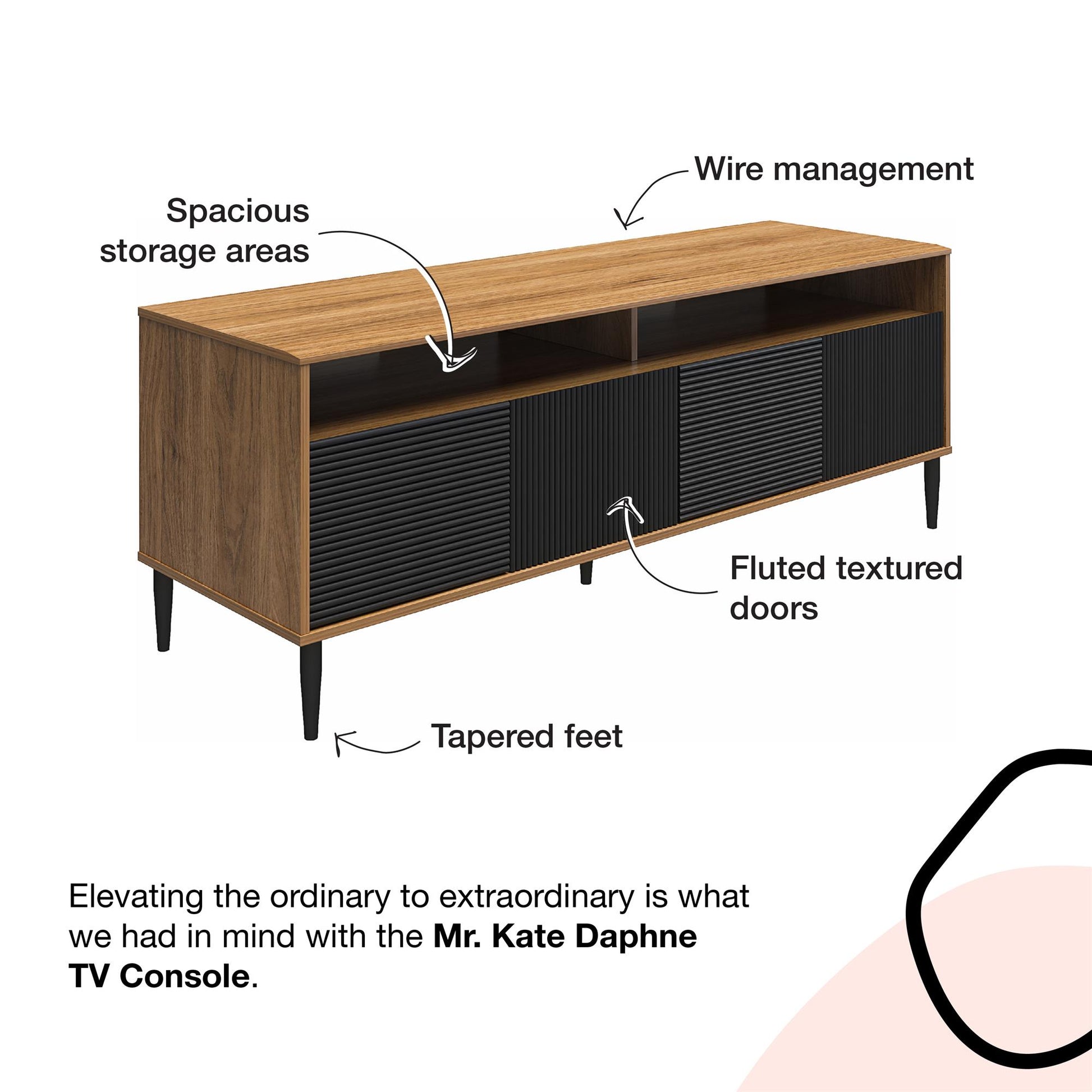Daphne TV Console, Taupe  - Taupe