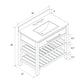 Camden Bathroom Vanity with Ceramic Sink and Metal Towel Rack - White - 36"
