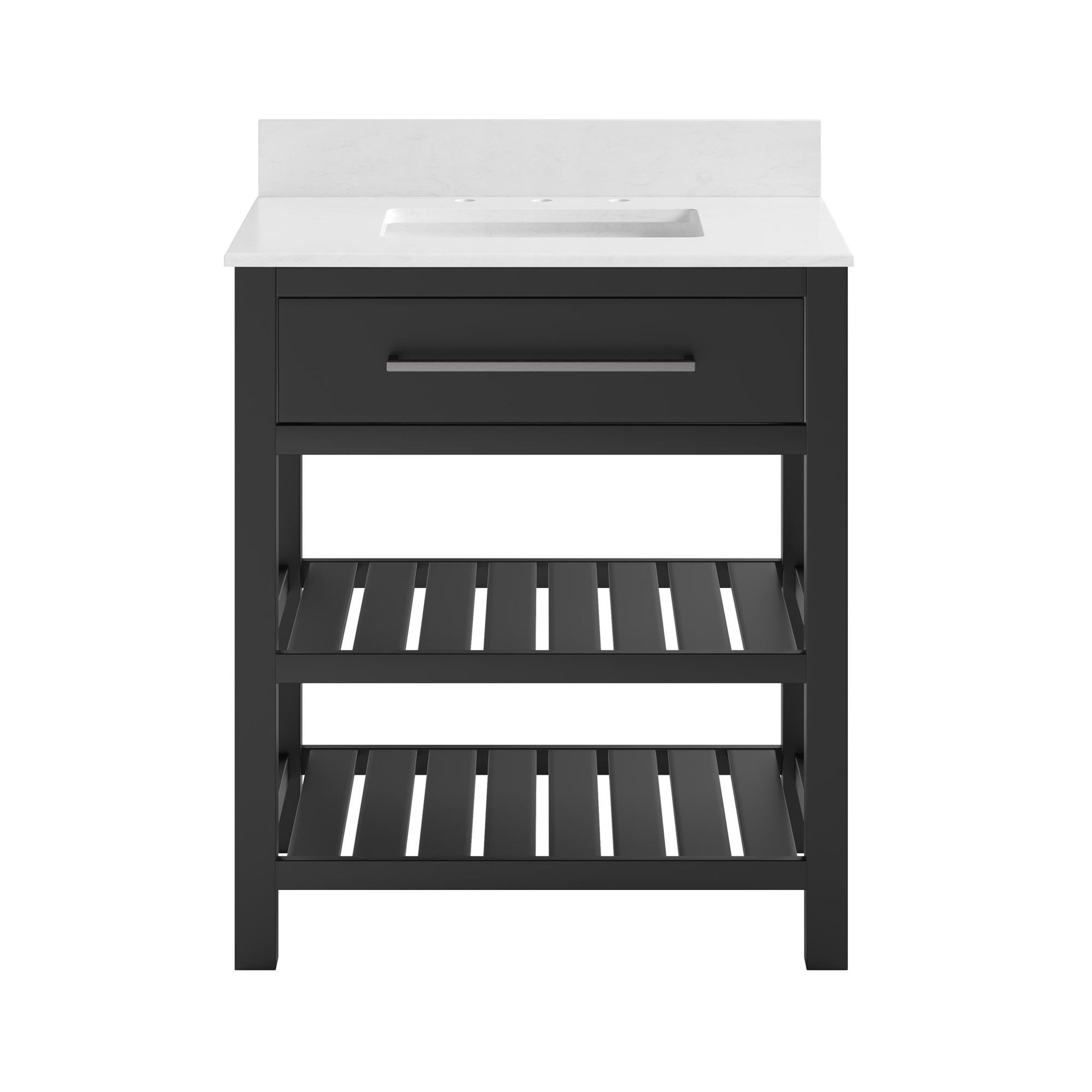 Camden Bathroom Vanity with Ceramic Sink and Metal Towel Rack - Black - 30"