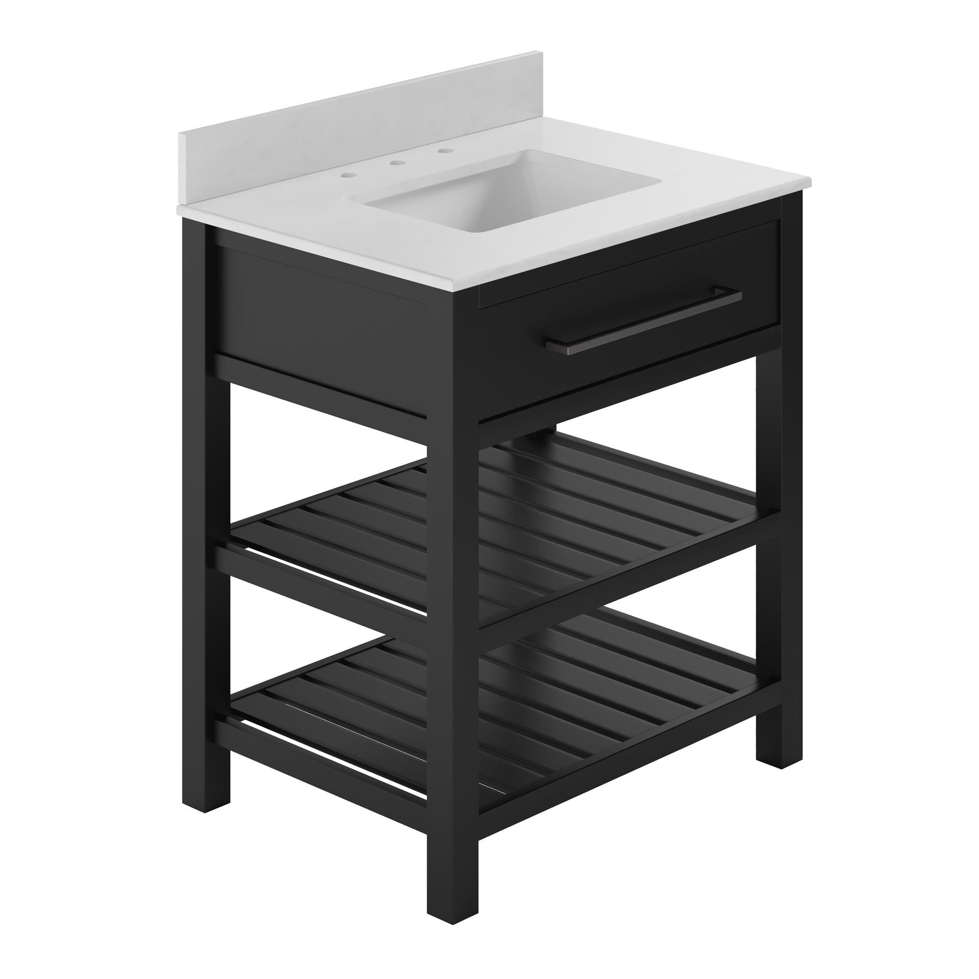 Camden Bathroom Vanity with Ceramic Sink and Metal Towel Rack - Black - 30"
