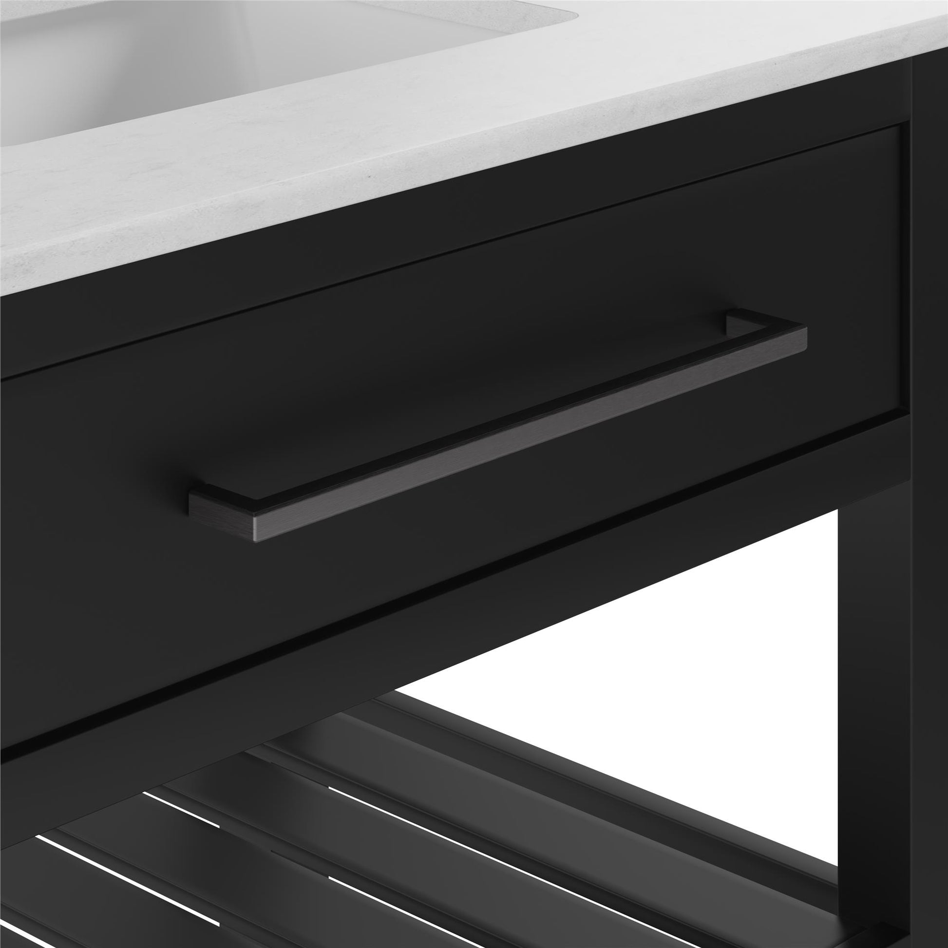 Camden Bathroom Vanity with Ceramic Sink and Metal Towel Rack - Black - 30"