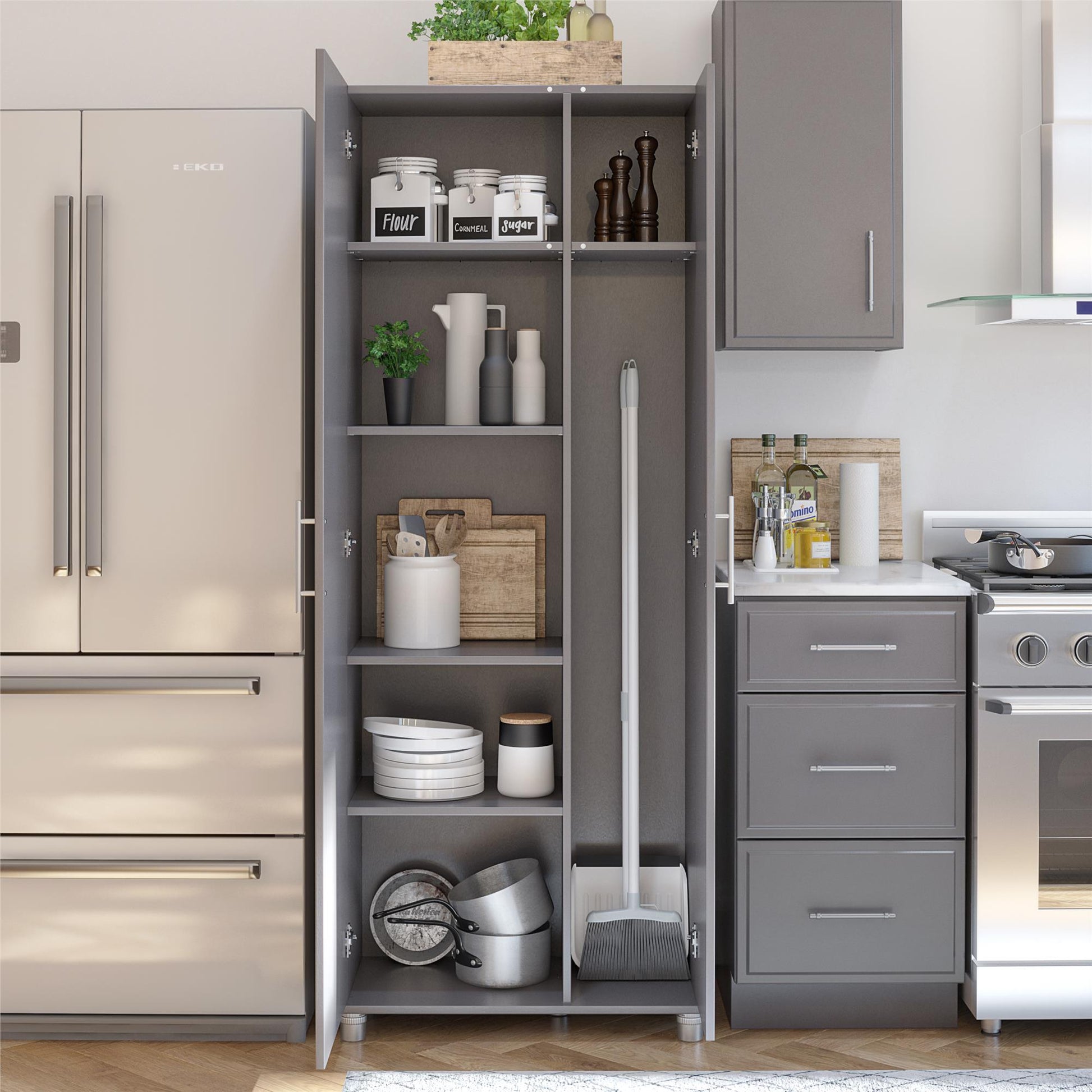Camberly Tall Asymmetrical Cabinet, Graphite Gray - Graphite Grey
