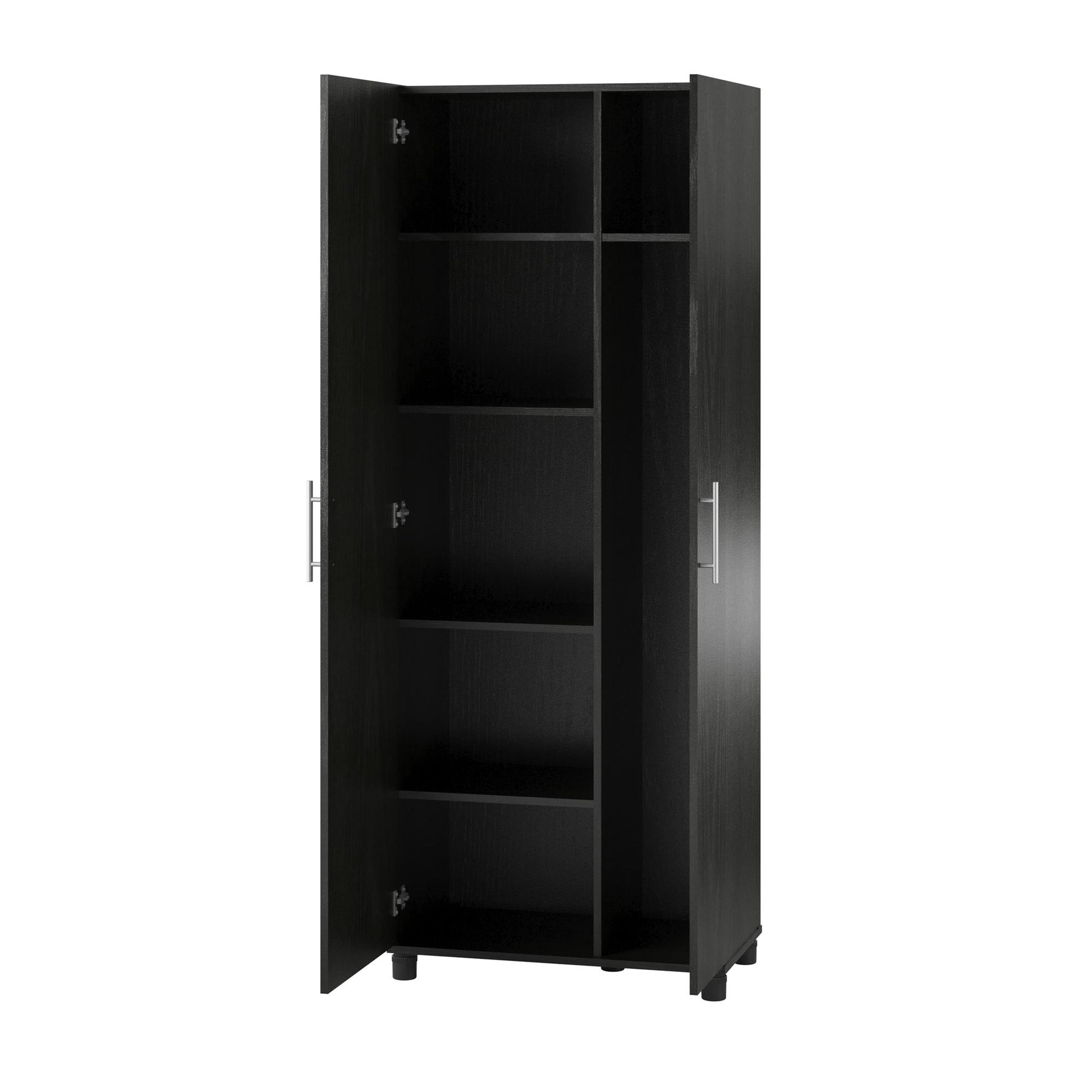 Camberly Tall Asymmetrical Cabinet, Black Oak - Black Oak