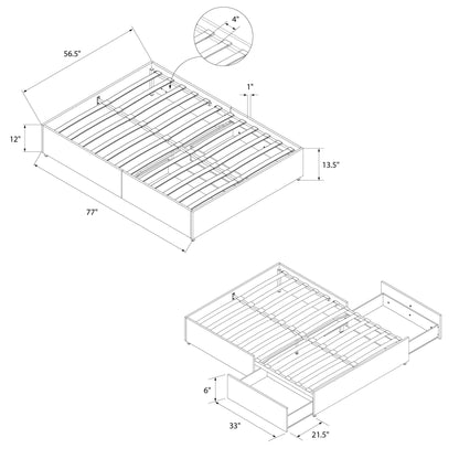 Maven Platform Bed with Storage - Grey Linen - Full