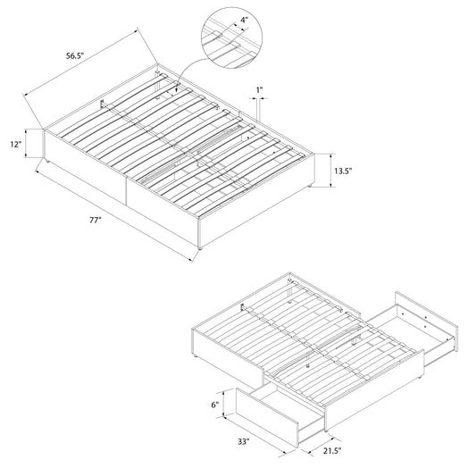 Maven Platform Bed with Storage - Grey Linen - Full