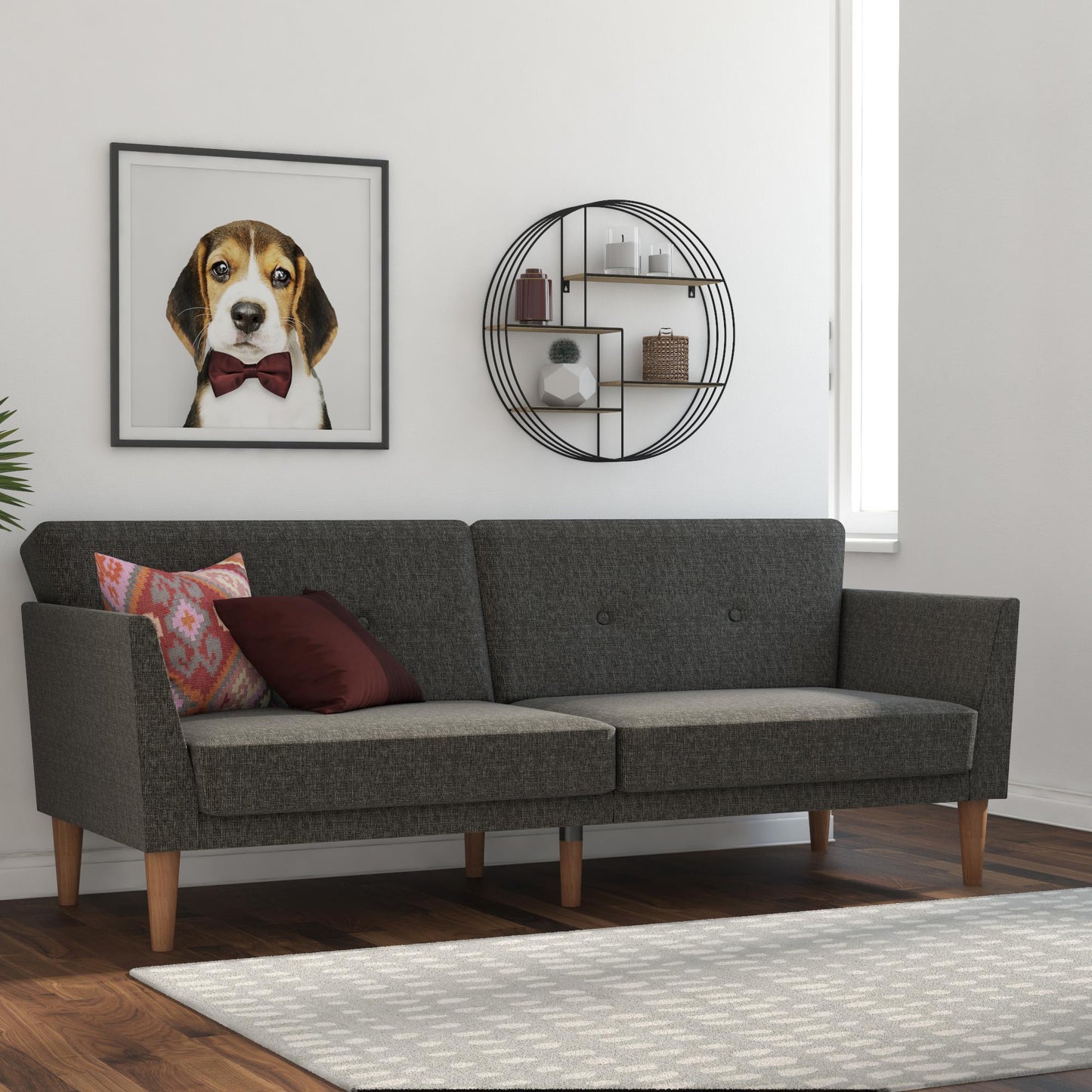 Regal Linen Upholstered Futon - Mustard