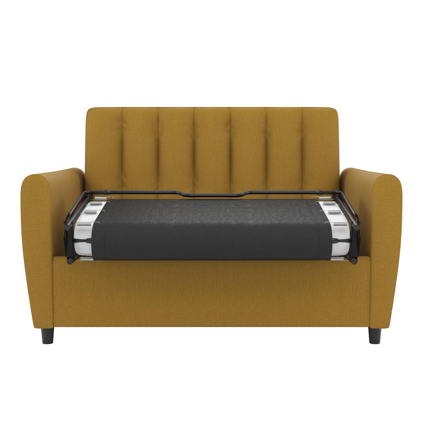 Brittany Loveseat Sleeper Sofa with Memory Foam Mattress - Mustard - Twin