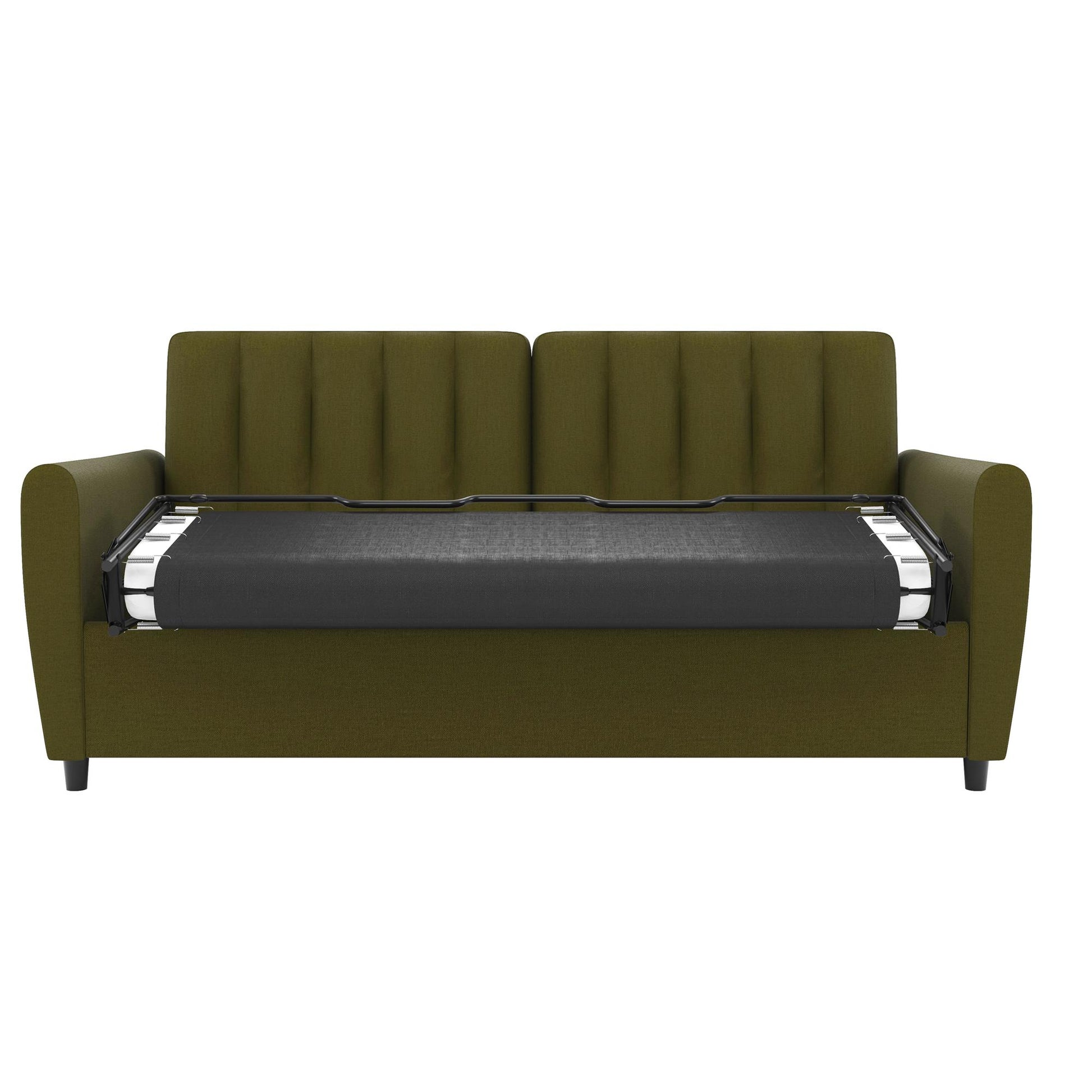 Novogratz Brittany Sleeper Sofa with Memory Foam Mattress, Queen, Green Linen - Green - Queen