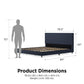 Paxson Upholstered Bed with USB Port and Wood Slats - Navy - King
