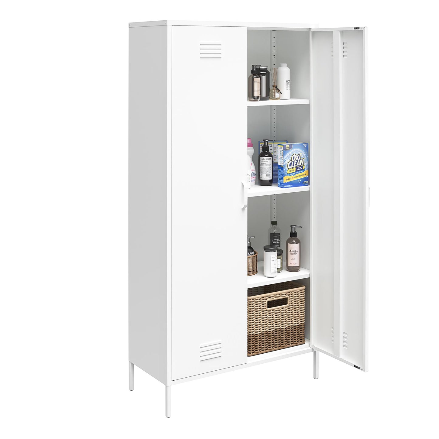 Shadwick Tall 2 Door Closed Metal Storage Locker Cabinet - White