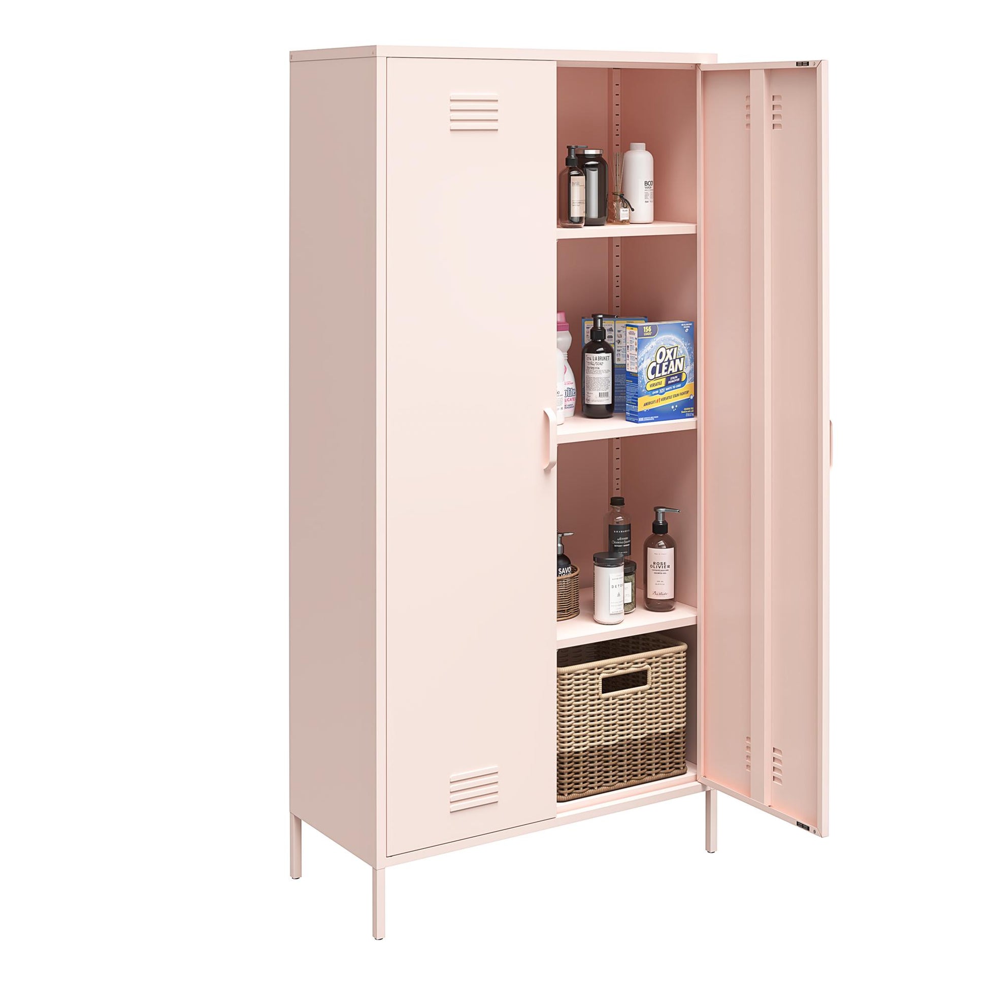 Shadwick Tall 2 Door Closed Metal Storage Locker Cabinet - Pale Pink