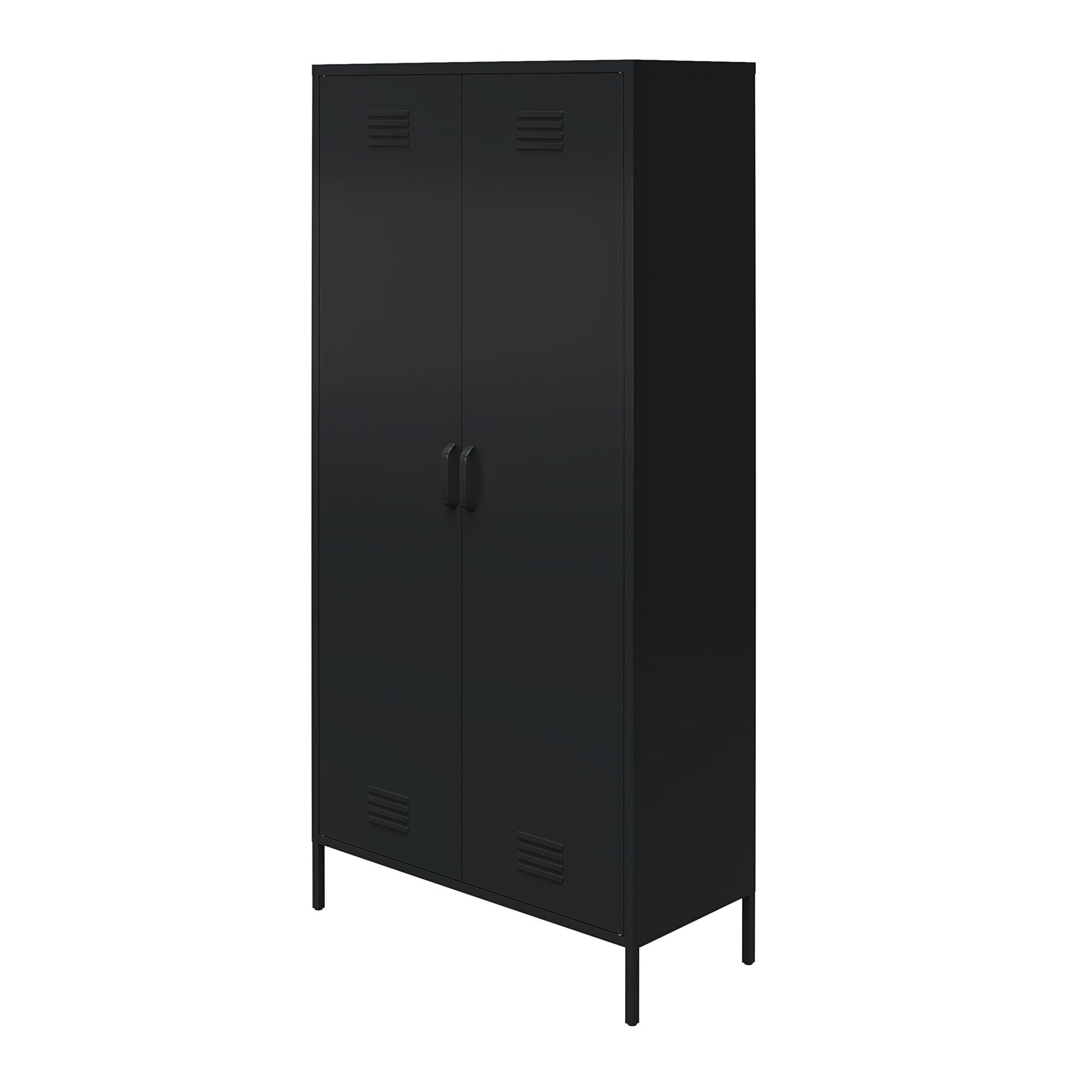 Shadwick Tall 2 Door Closed Metal Storage Locker Cabinet - Black