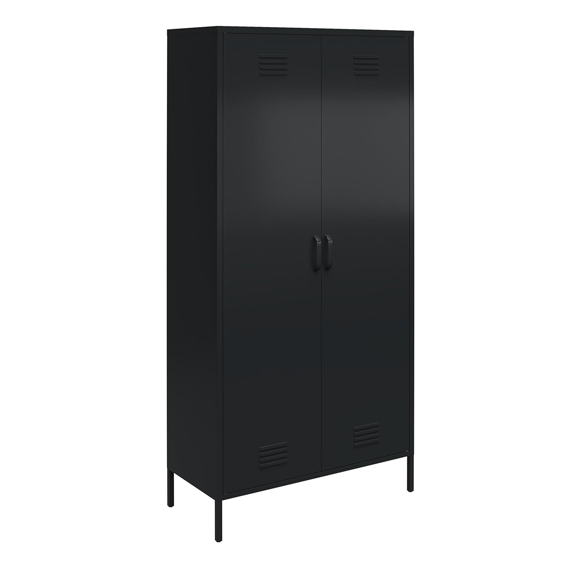 Shadwick Tall 2 Door Closed Metal Storage Locker Cabinet - Black
