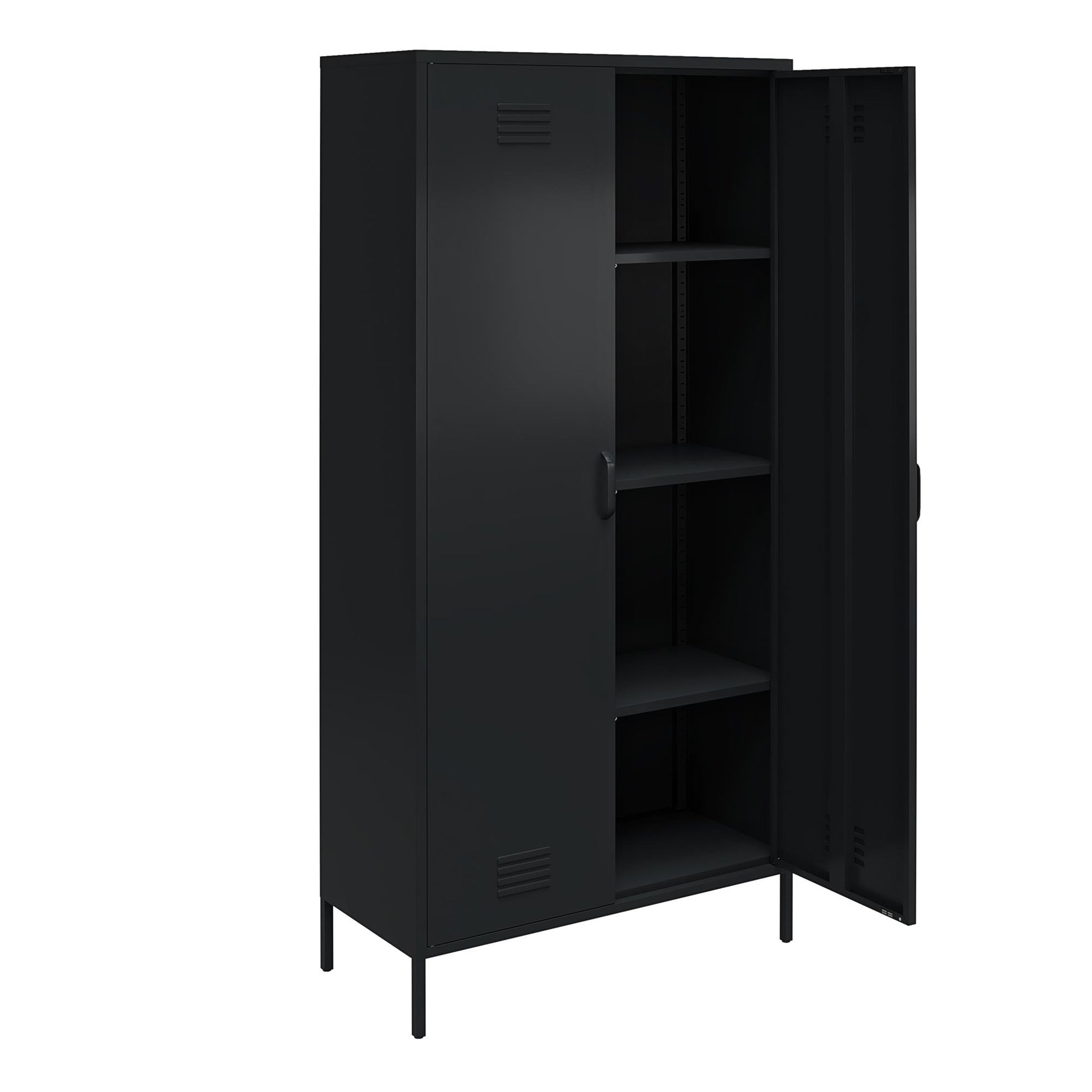 Shadwick Tall 2 Door Closed Metal Storage Locker Cabinet - Black