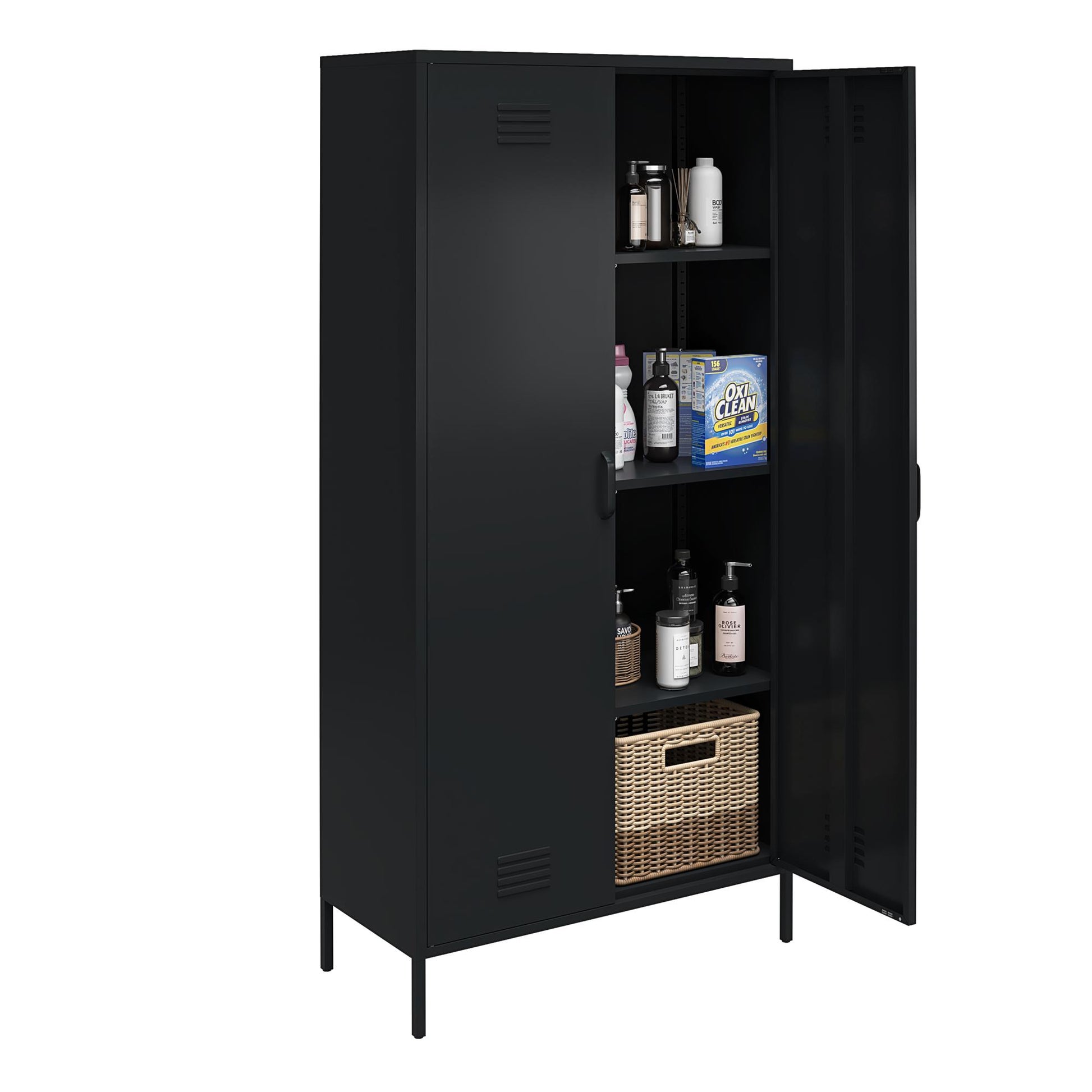 Shadwick Tall 2 Door Closed Metal Storage Locker Cabinet - Black