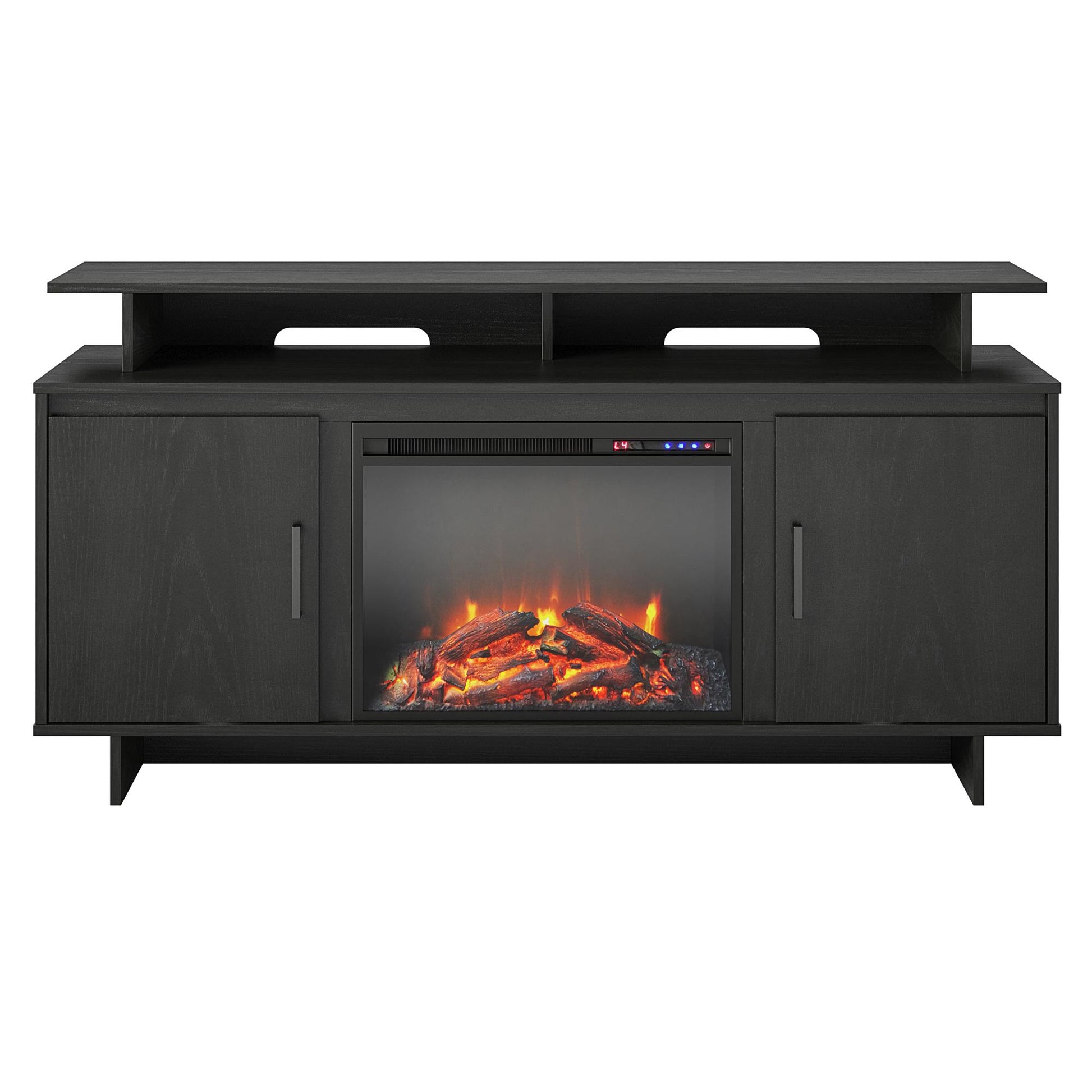 Merritt Avenue Electric Fireplace TV Console with 2 Storage Cabinets for TVs up to 74" - Black Oak