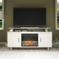 Merritt Avenue Electric Fireplace TV Console with 2 Storage Cabinets for TVs up to 74" - Ivory Oak