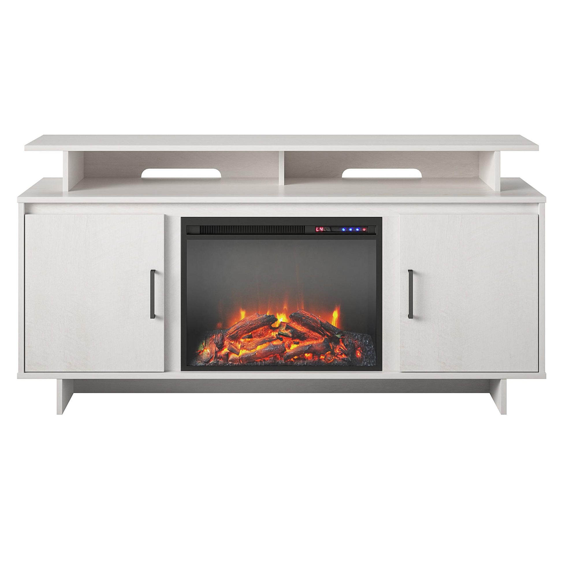 Merritt Avenue Electric Fireplace TV Console with 2 Storage Cabinets for TVs up to 74" - Ivory Oak